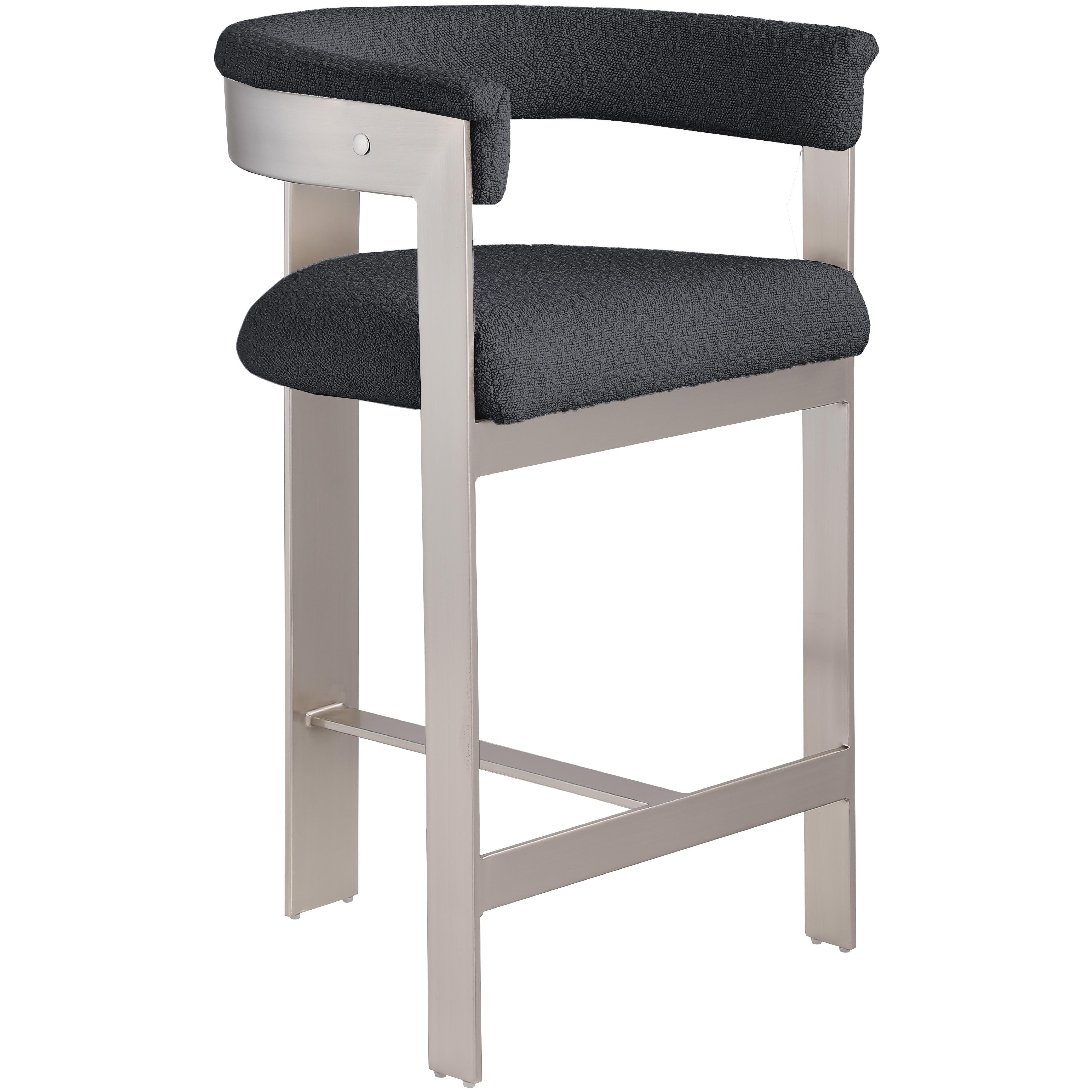 Meridian Romeo Black Boucle Fabric Counter Stool