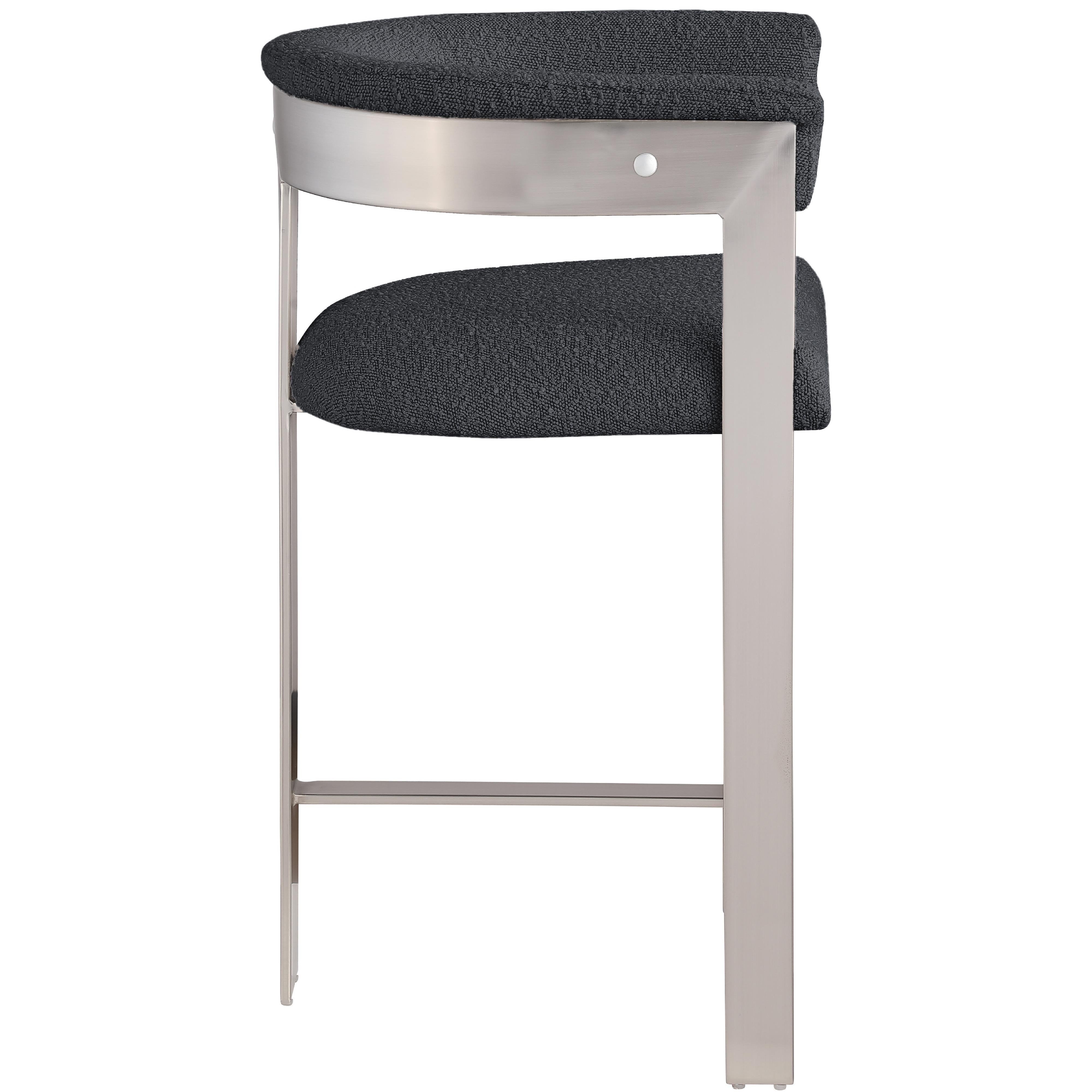 Meridian Romeo Black Boucle Fabric Counter Stool