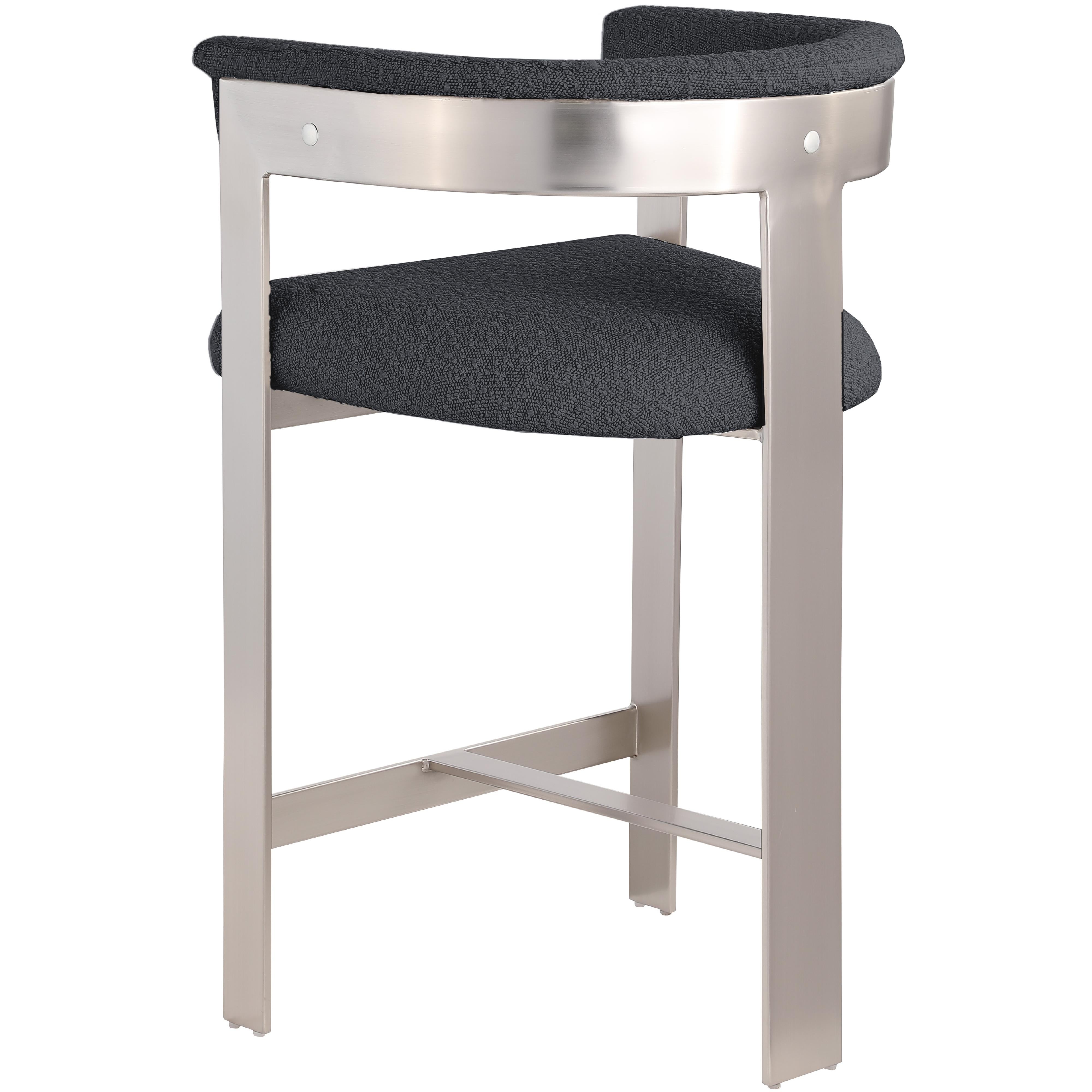 Meridian Romeo Black Boucle Fabric Counter Stool