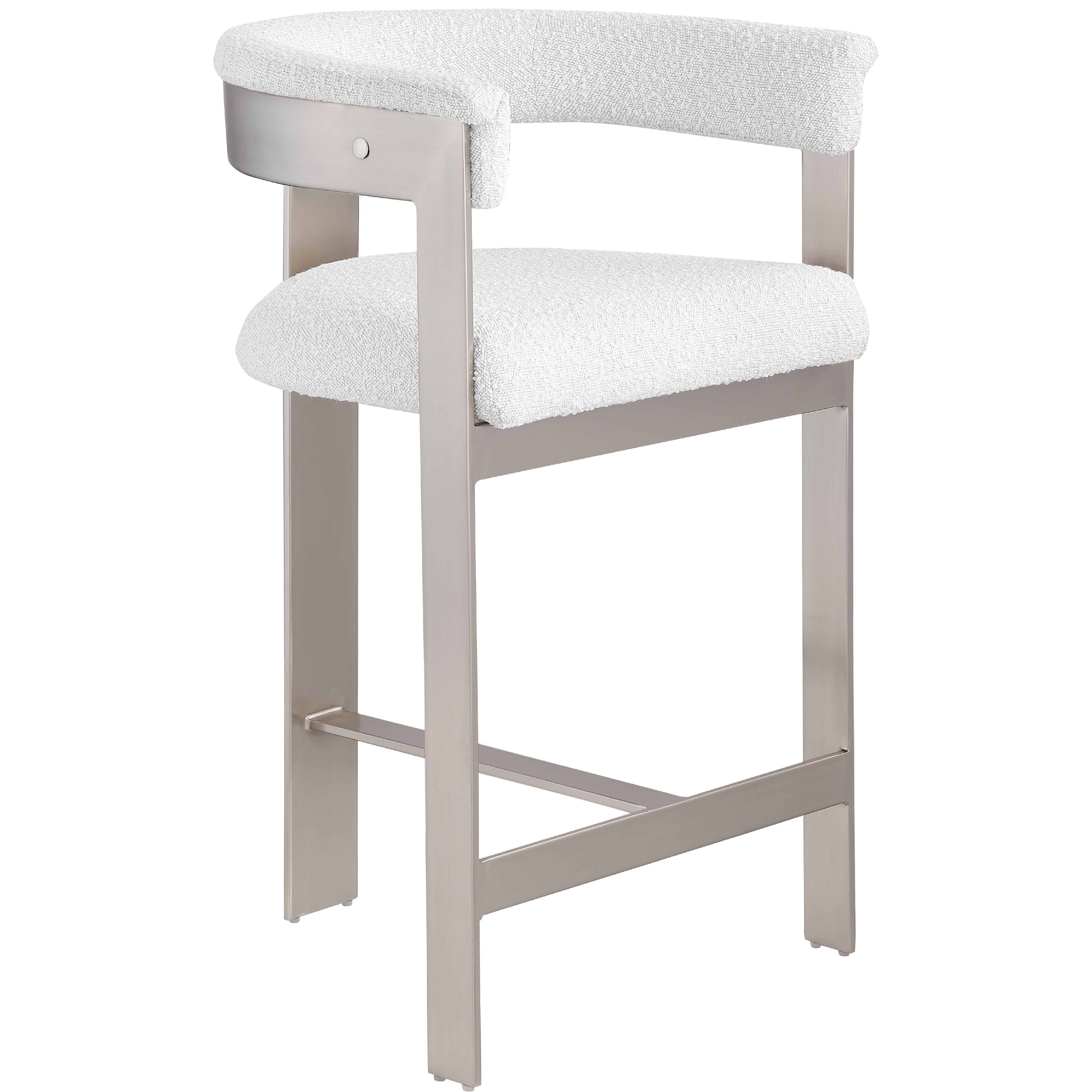Meridian Romeo Cream Boucle Fabric Counter Stool