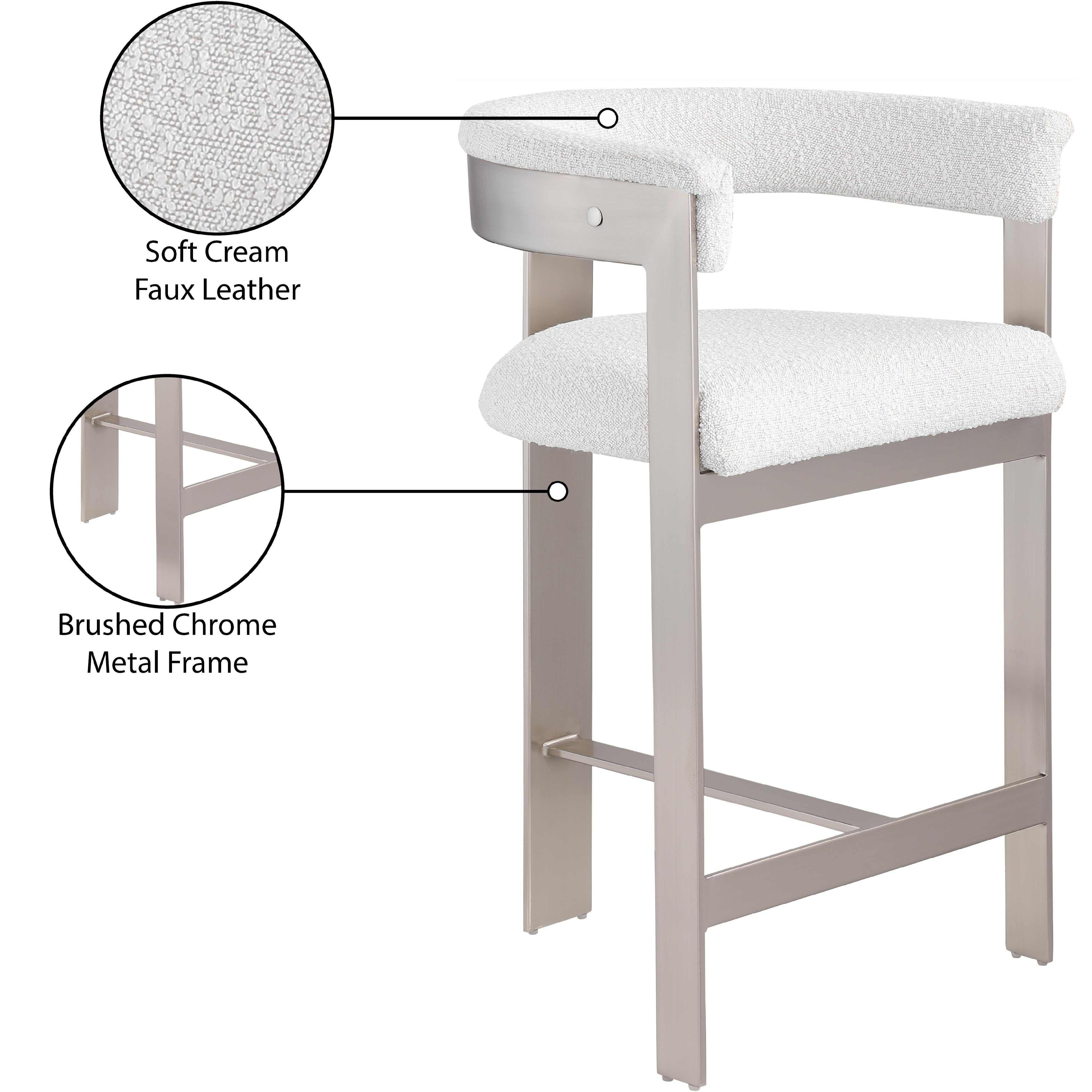 Meridian Romeo Cream Boucle Fabric Counter Stool