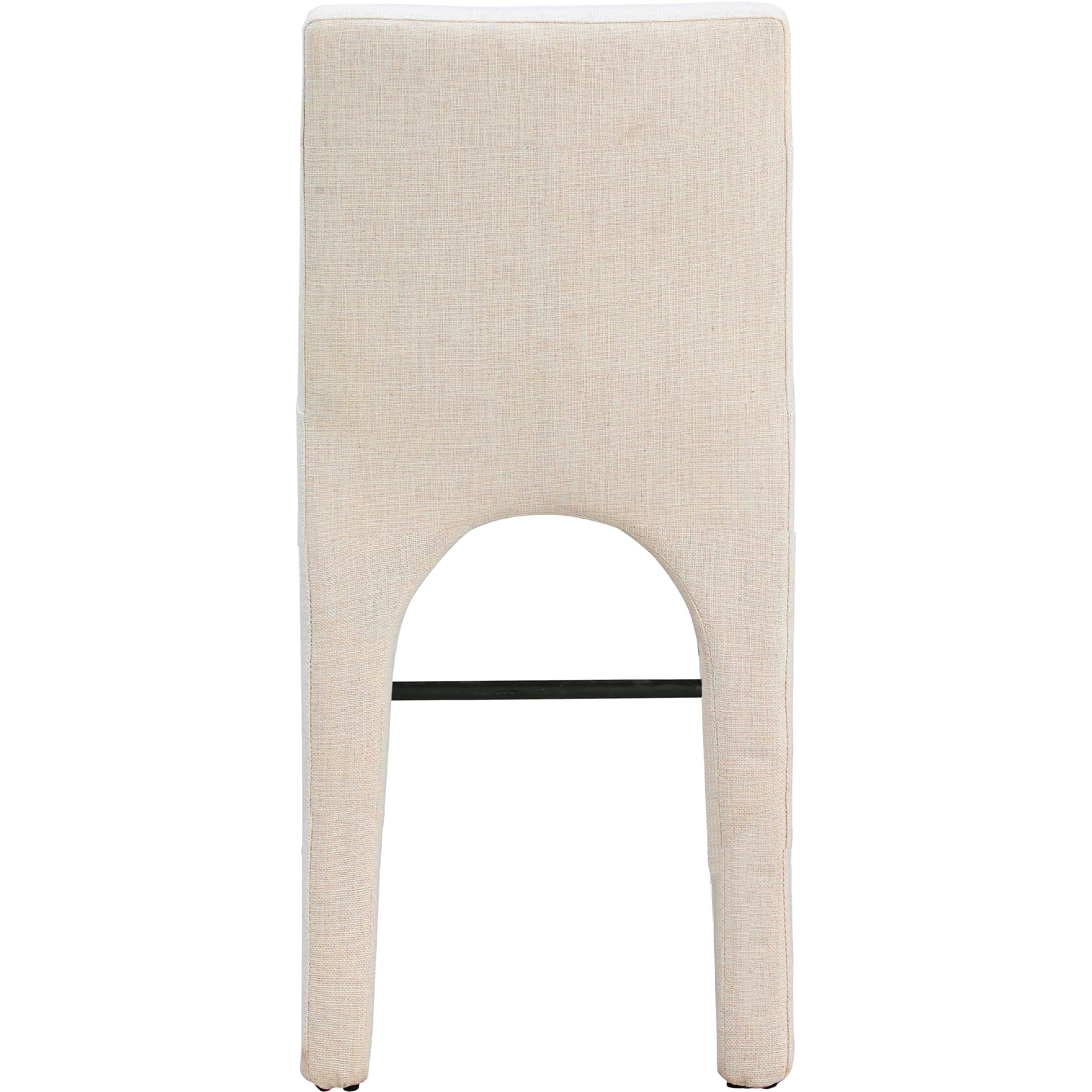 Meridian Gramercy Beige Linen Textured Fabric Stool