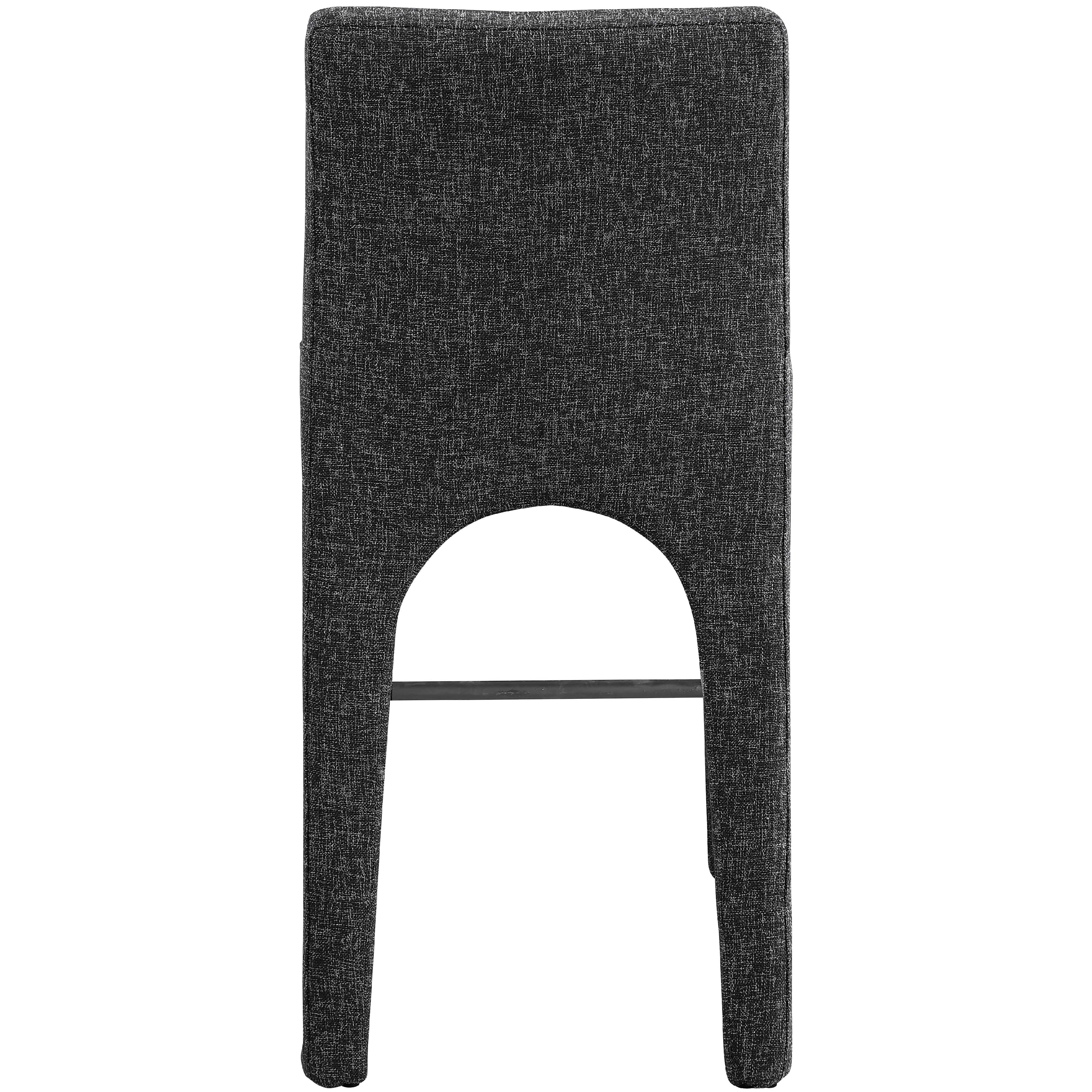 Meridian Gramercy Black Linen Textured Fabric Stool