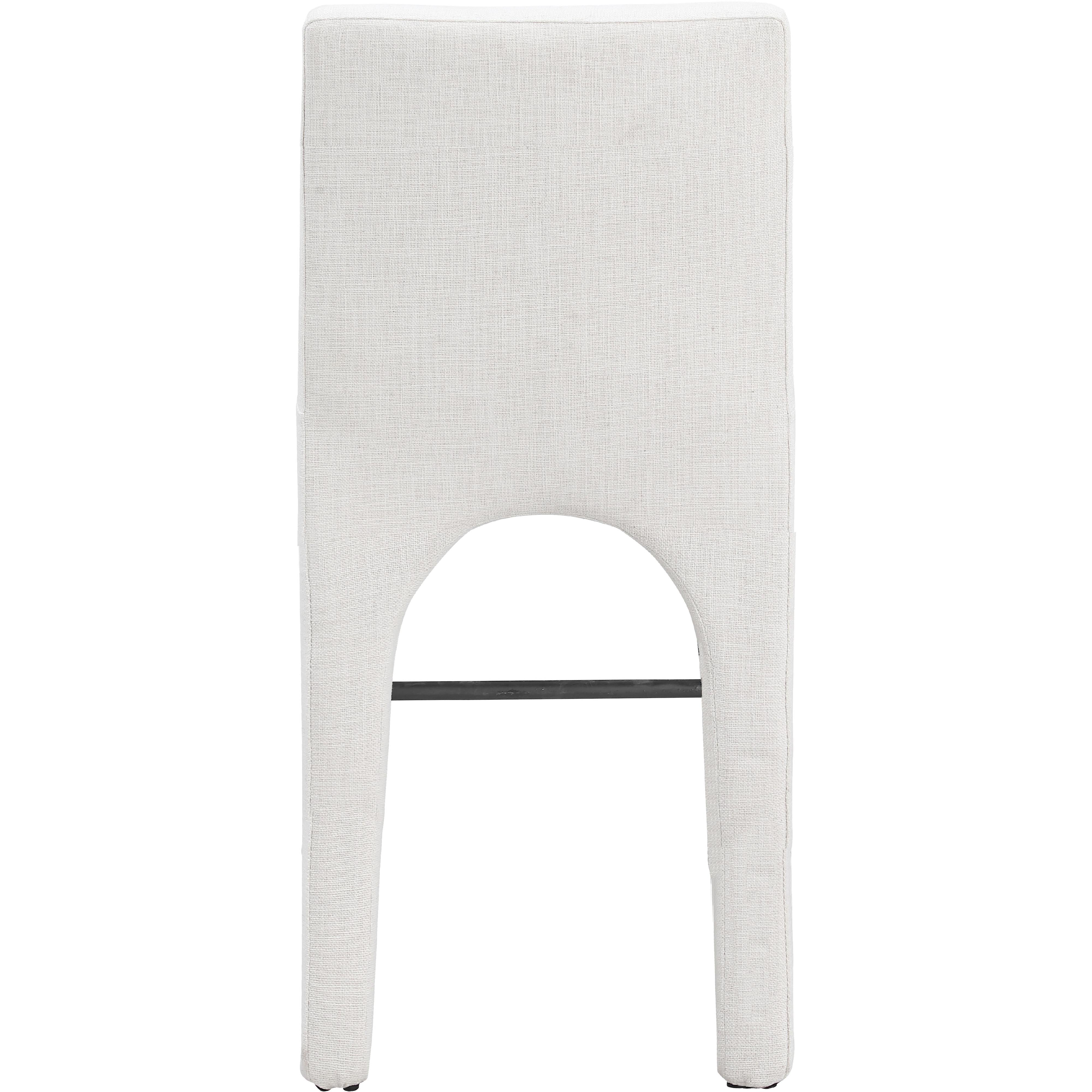Meridian Gramercy Cream Linen Textured Fabric Stool