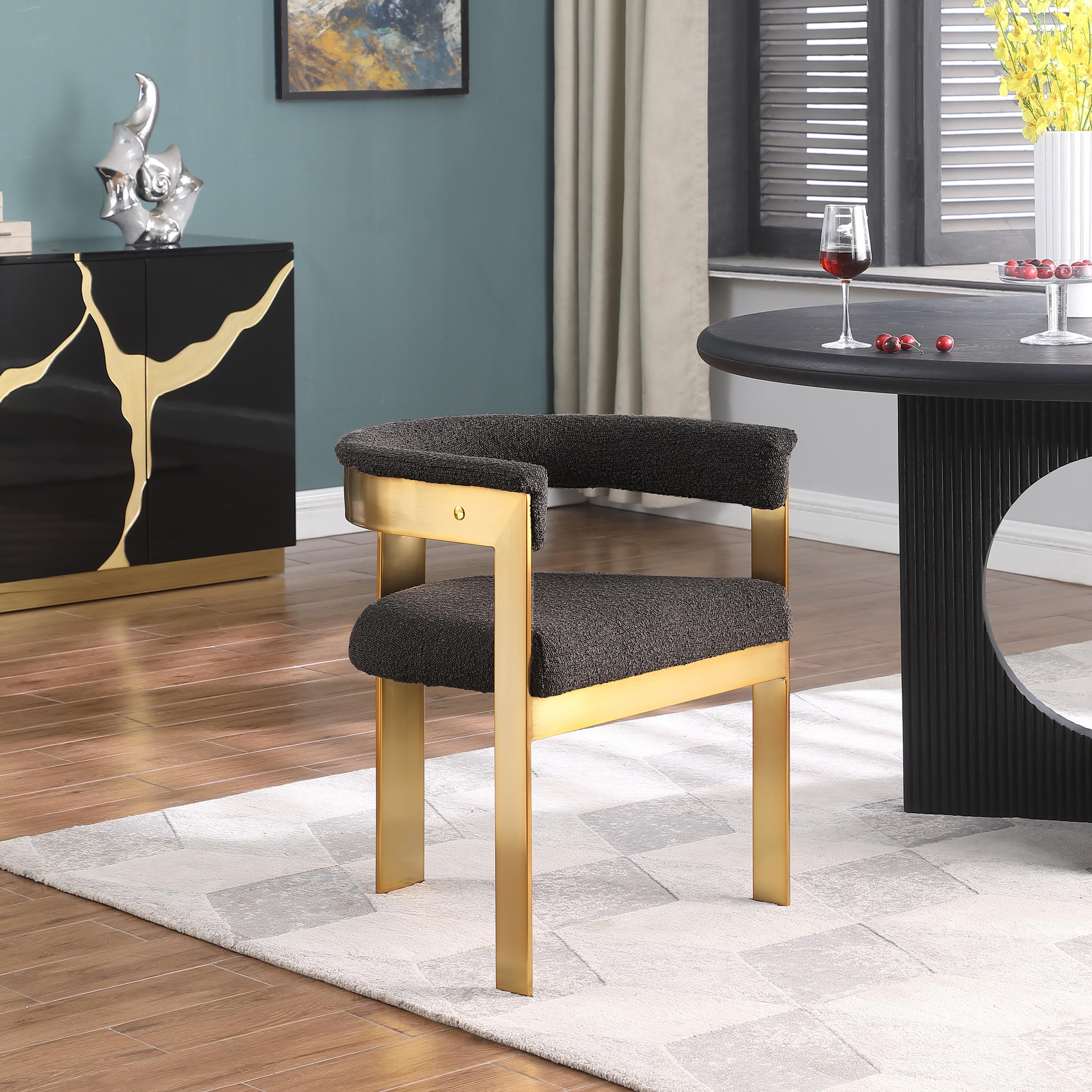 Meridian Romeo Brown Boucle Fabric Dining Chair