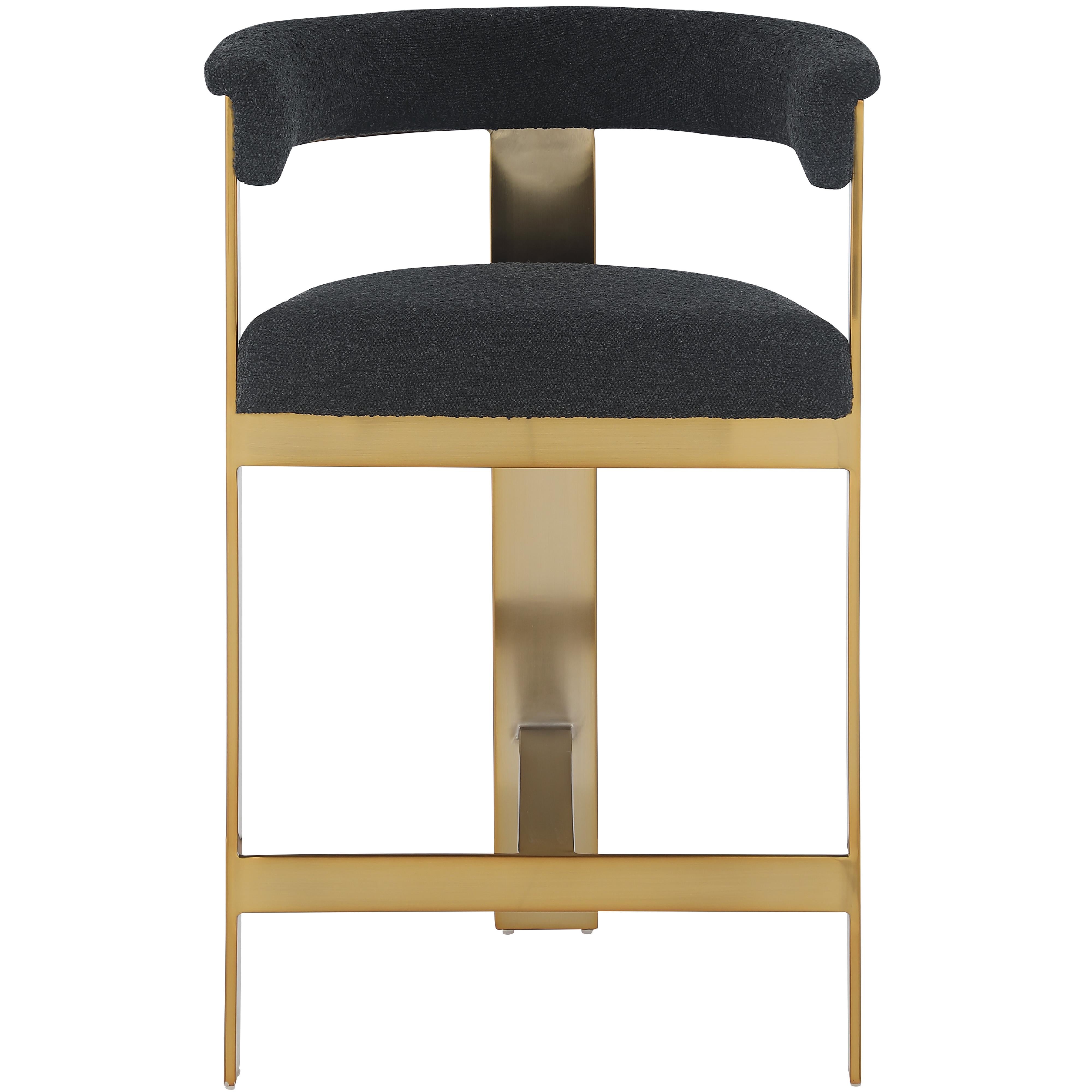 Meridian Romeo Black Boucle Fabric Counter Stool