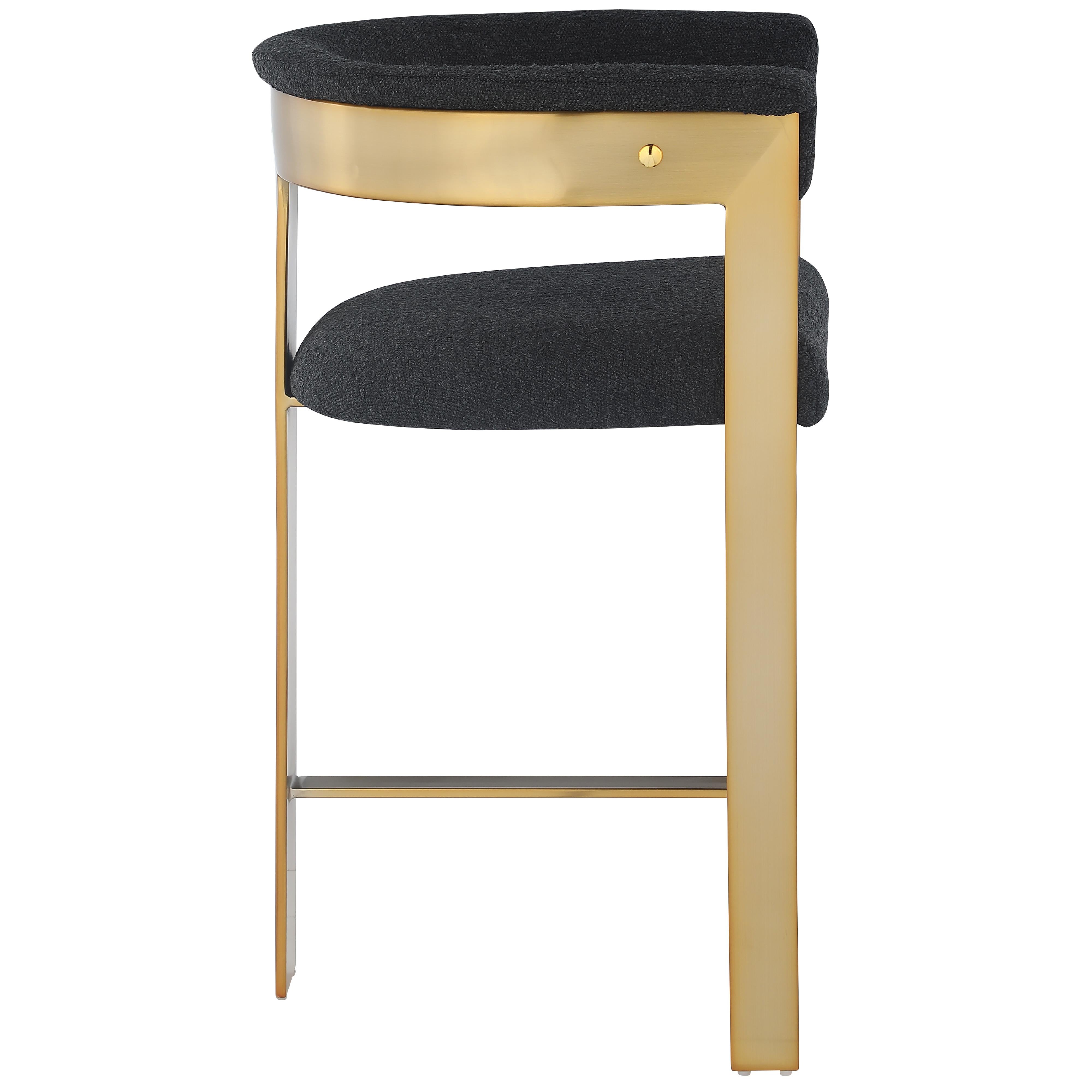 Meridian Romeo Black Boucle Fabric Counter Stool