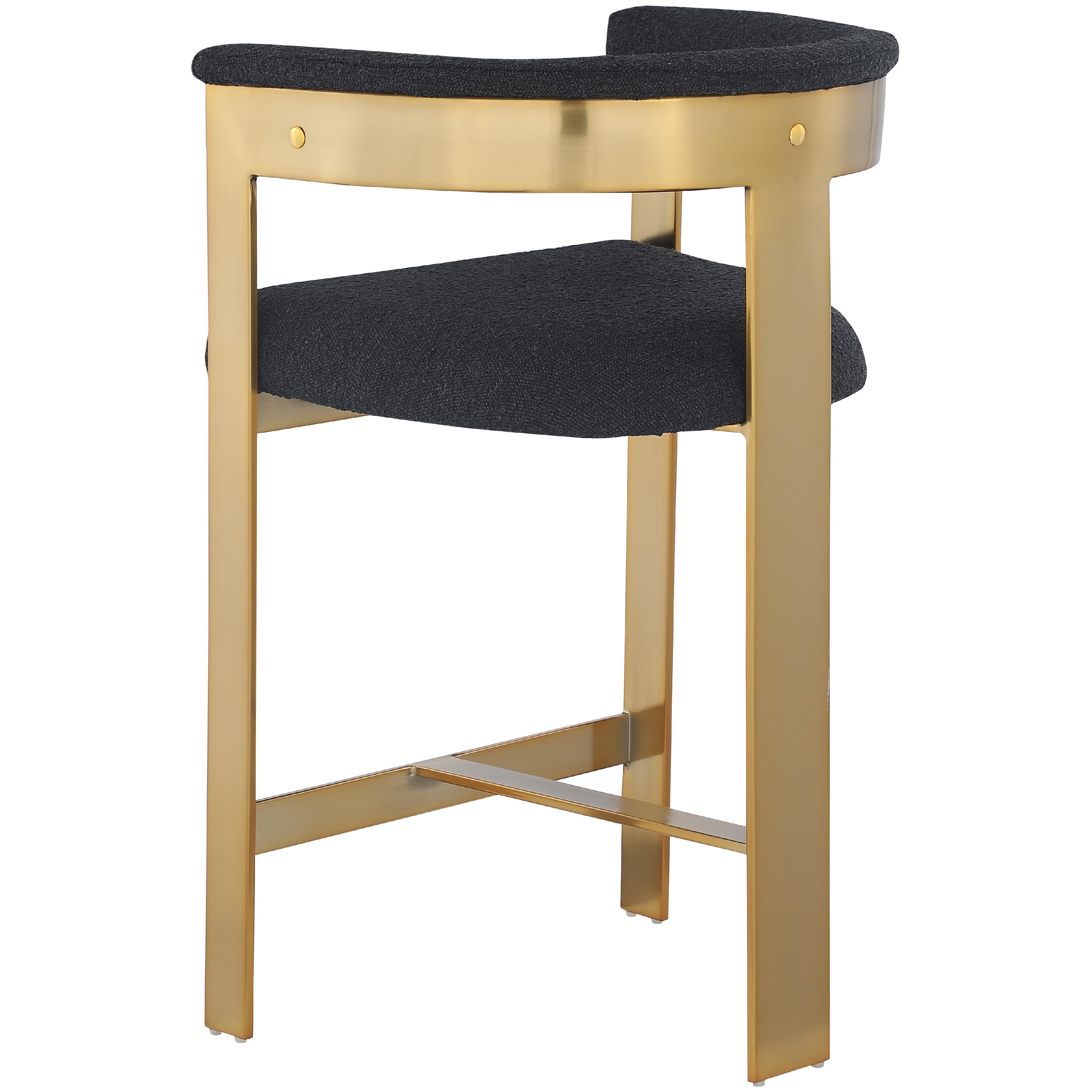 Meridian Romeo Black Boucle Fabric Counter Stool