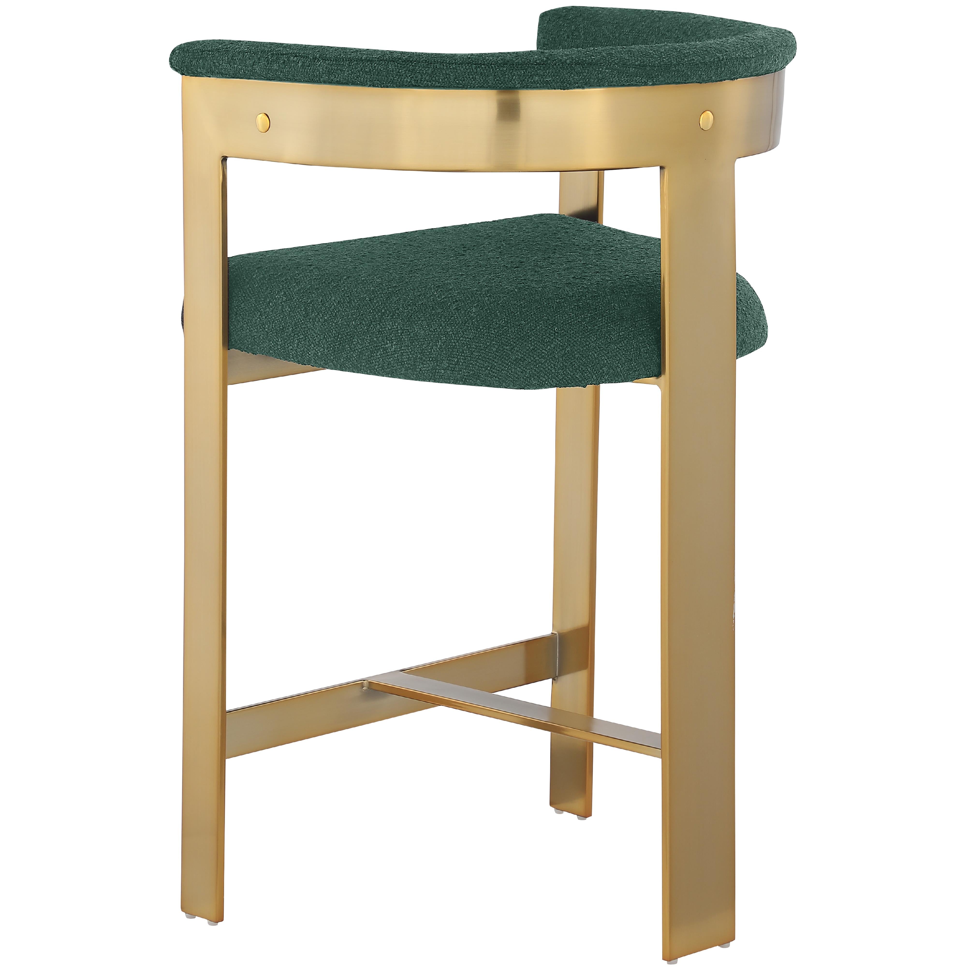 Meridian Romeo Green Boucle Fabric Counter Stool