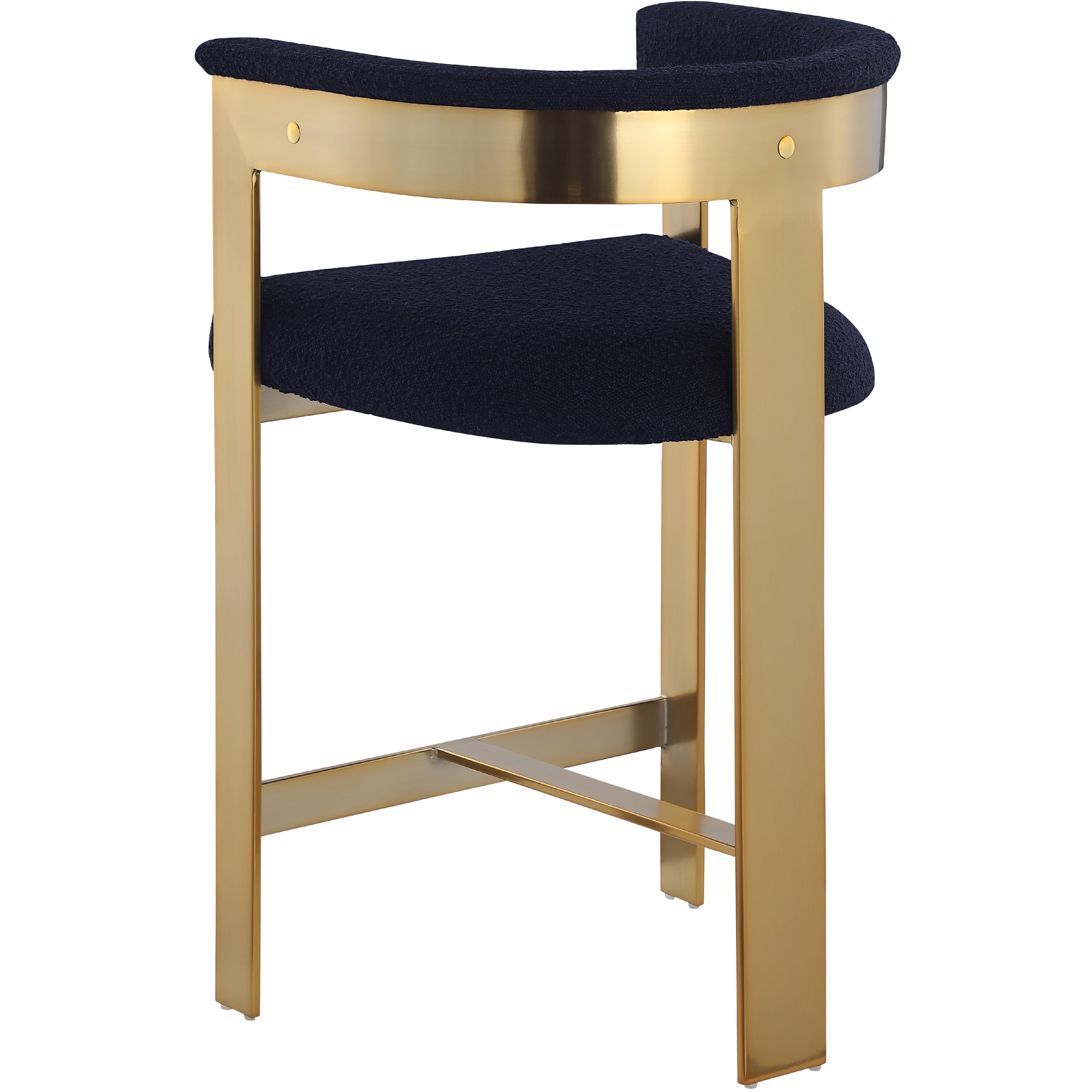 Meridian Romeo Navy Boucle Fabric Counter Stool