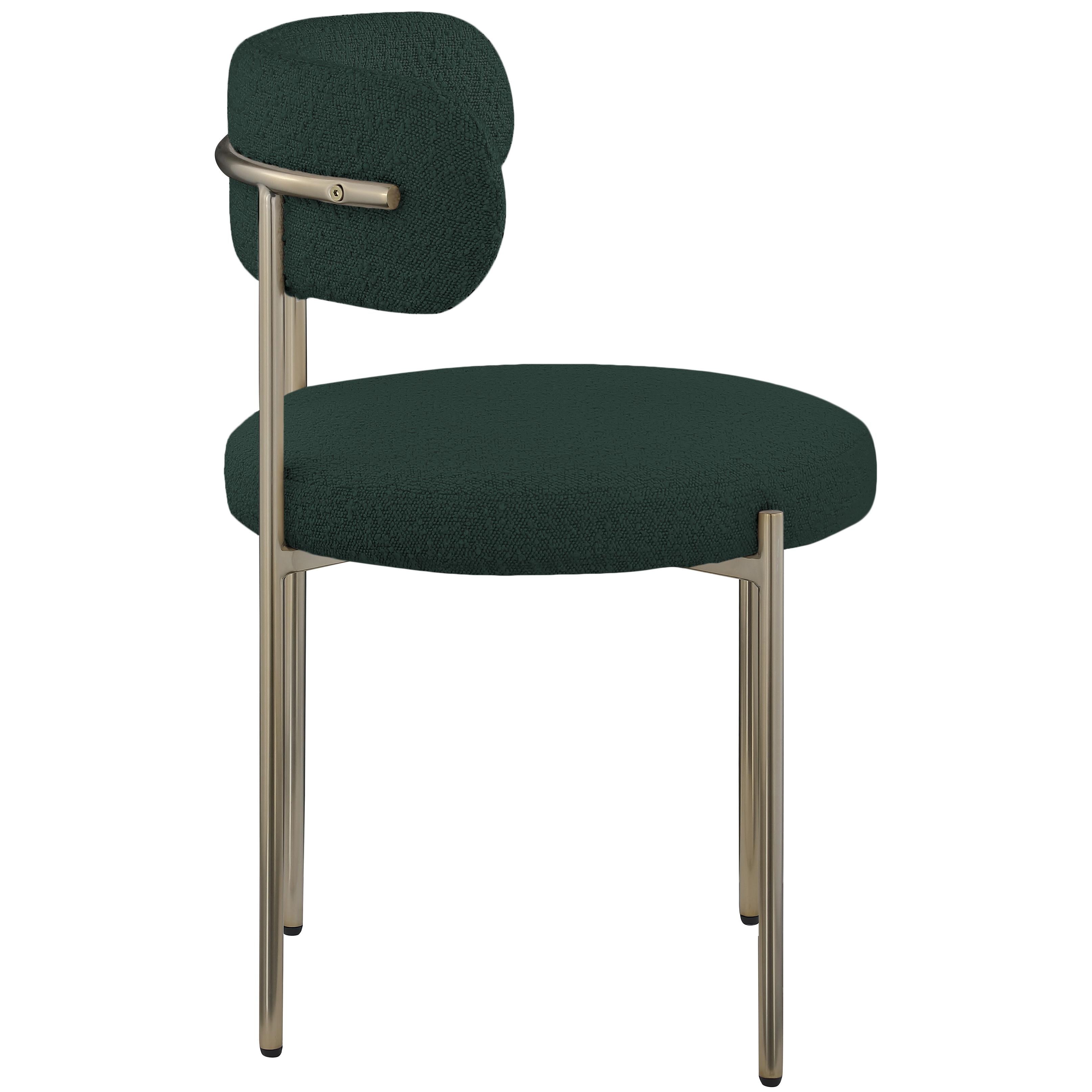 Meridian Beacon Green Boucle Fabric Dining Chair