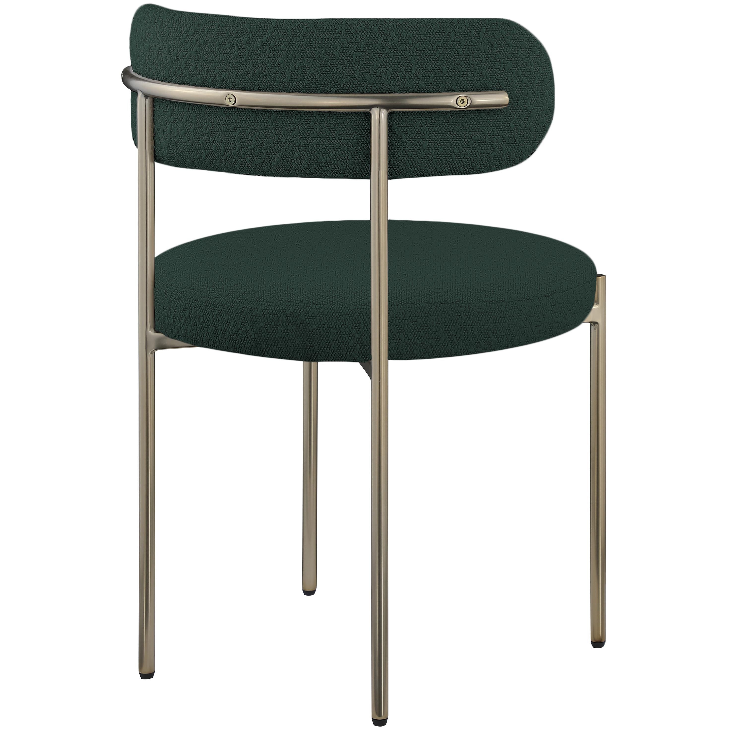 Meridian Beacon Green Boucle Fabric Dining Chair