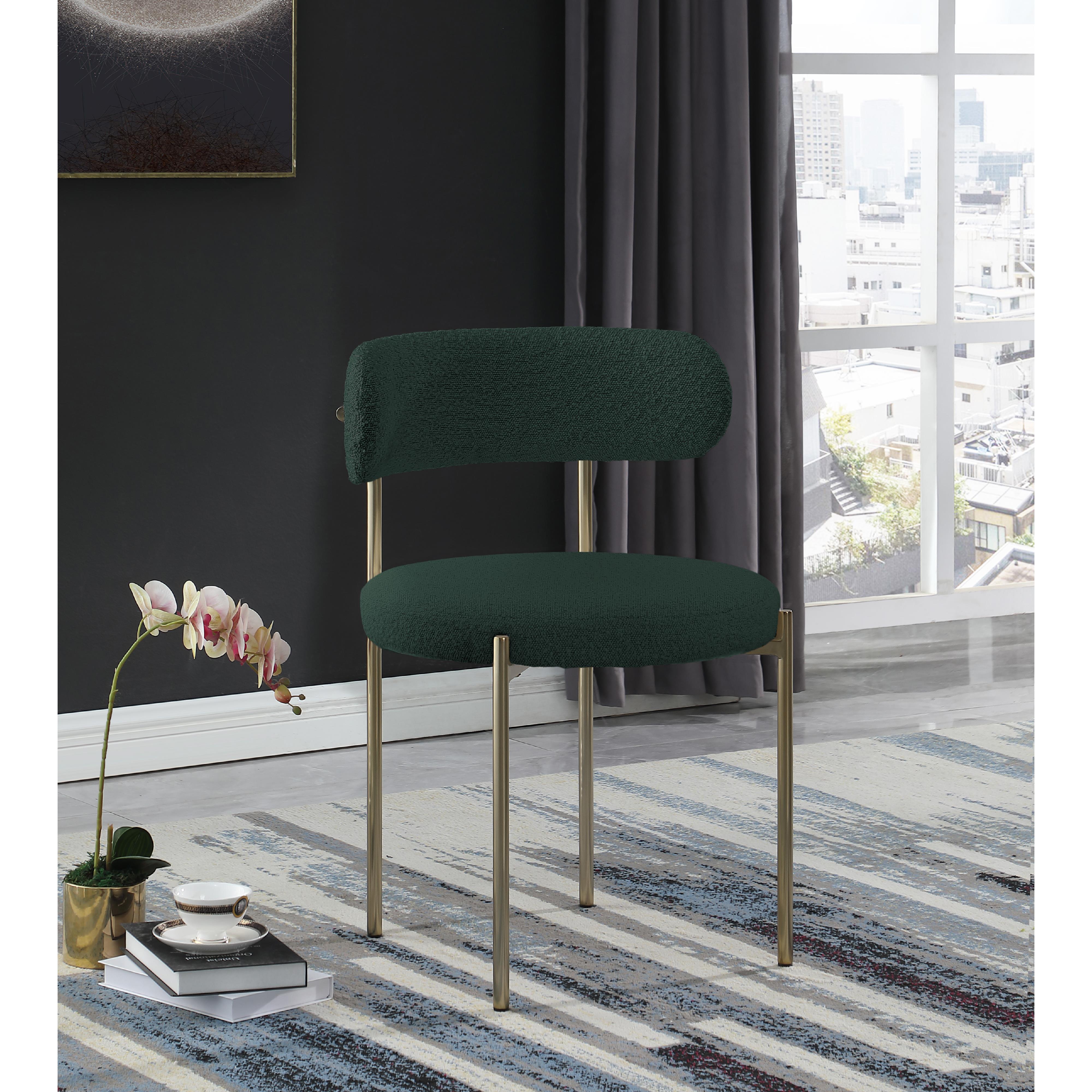 Meridian Beacon Green Boucle Fabric Dining Chair