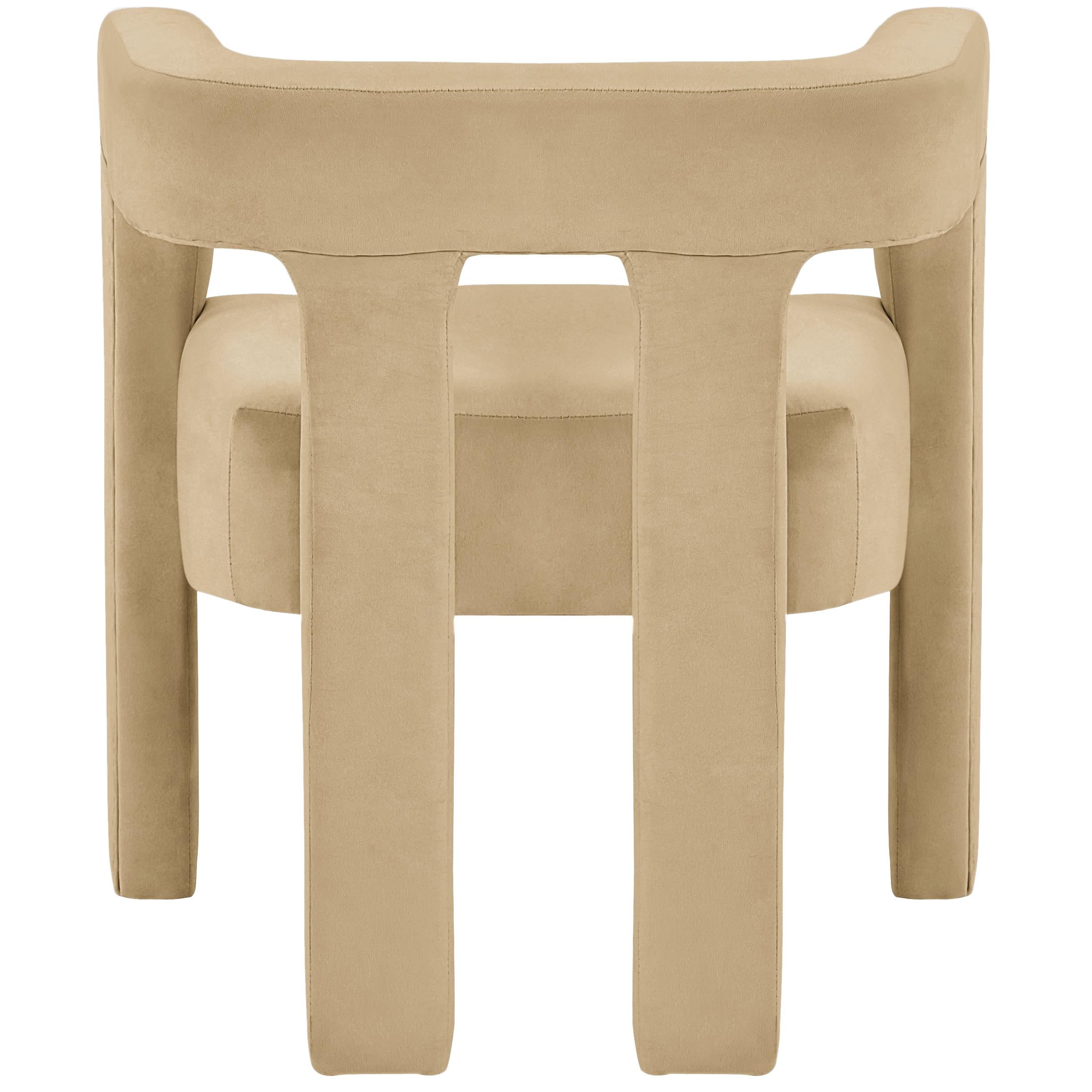 Meridian Athena Camel Velvet Dining Chair