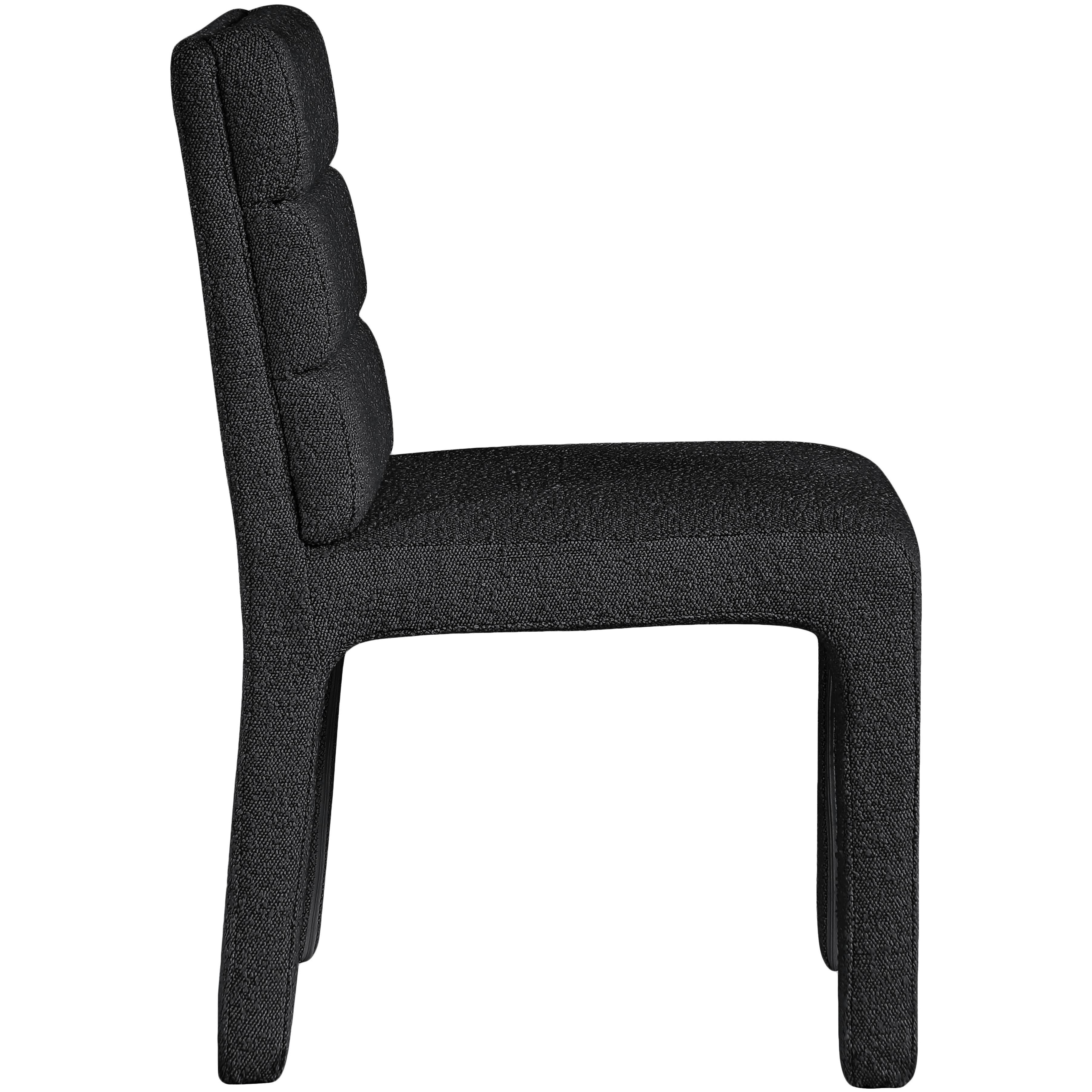 Meridian Kai Black Boucle Fabric Dining Chair