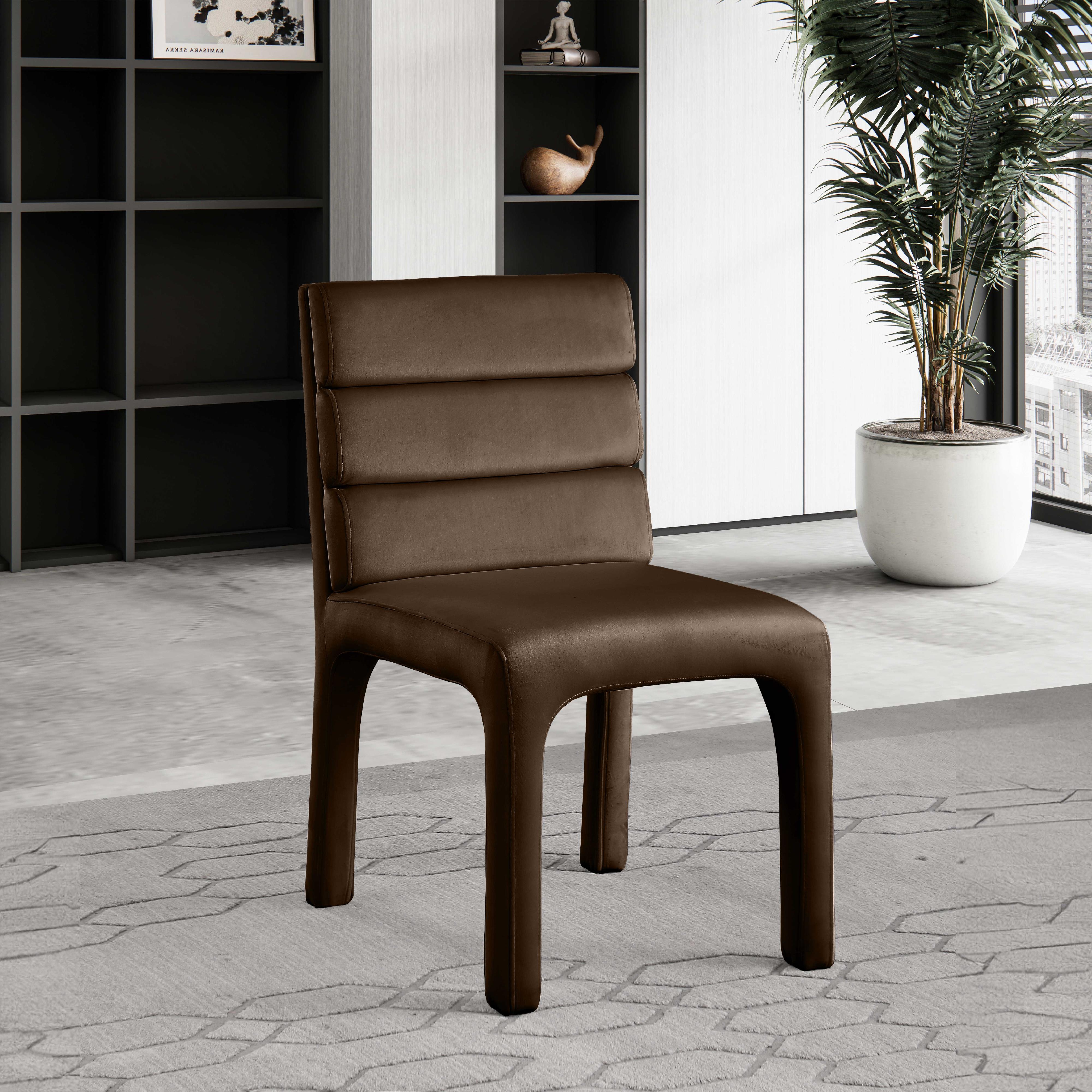 Meridian Kai Brown Velvet Dining Chair