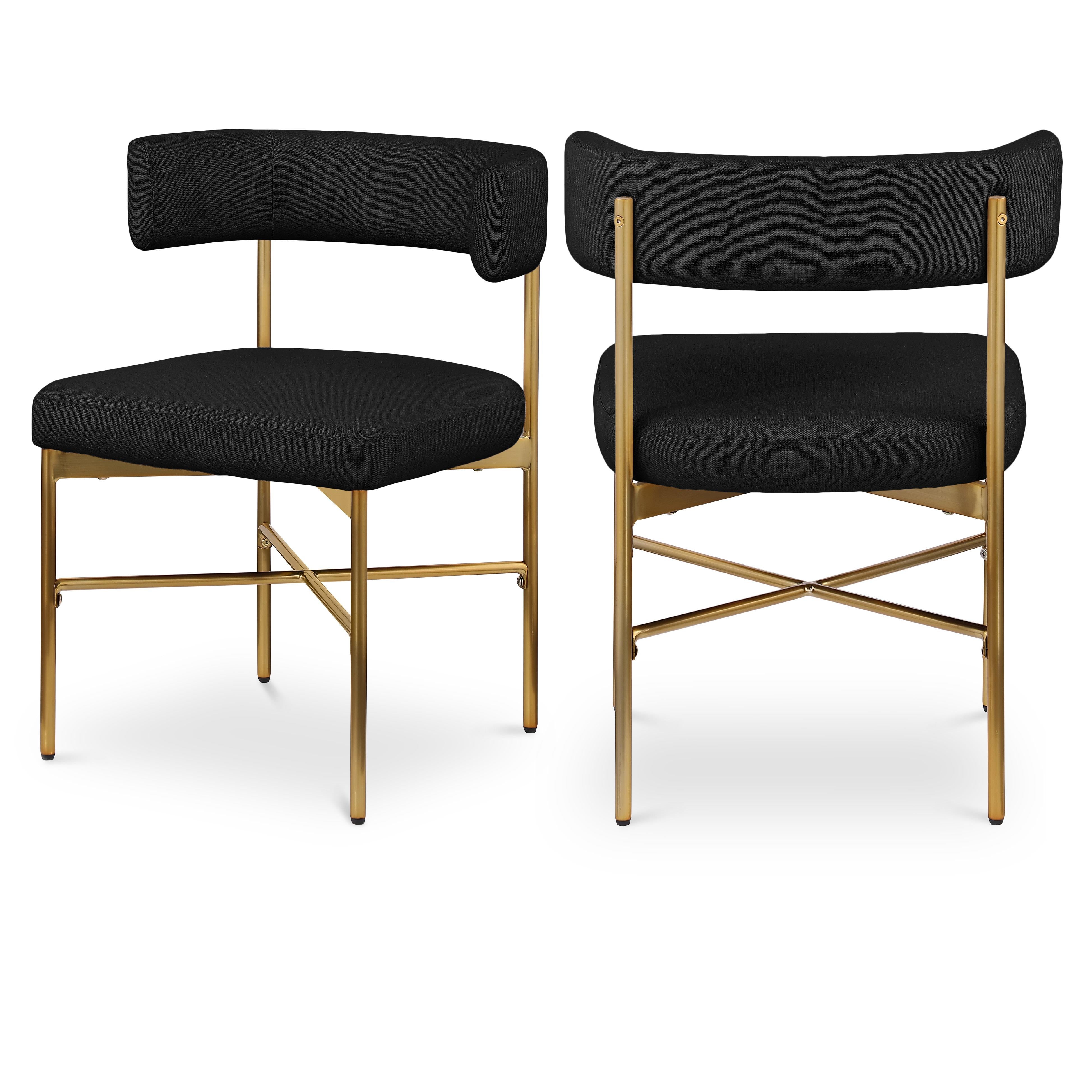Meridian Rivage Black Durable Linen Textured Fabric Dining Chair