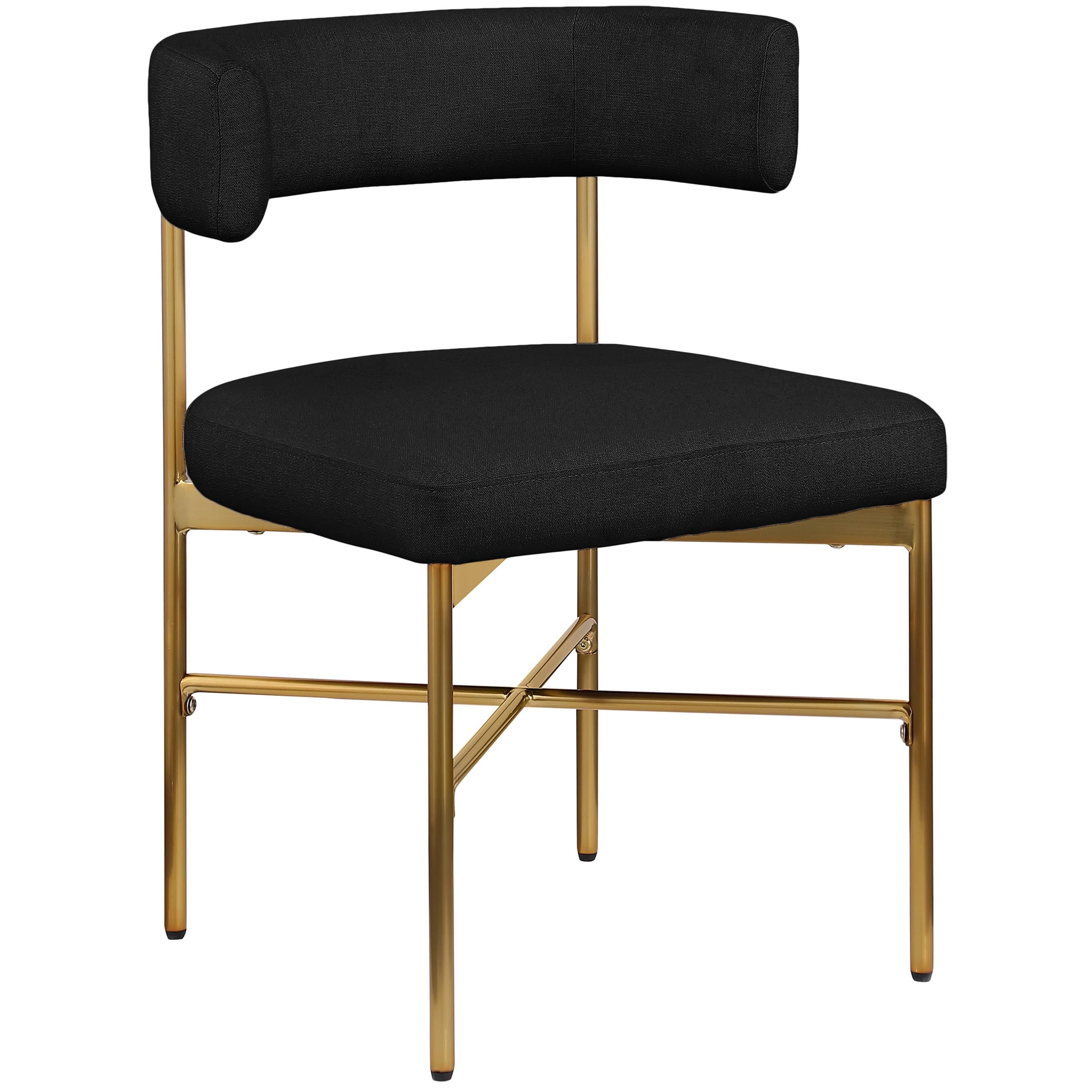 Meridian Rivage Black Durable Linen Textured Fabric Dining Chair