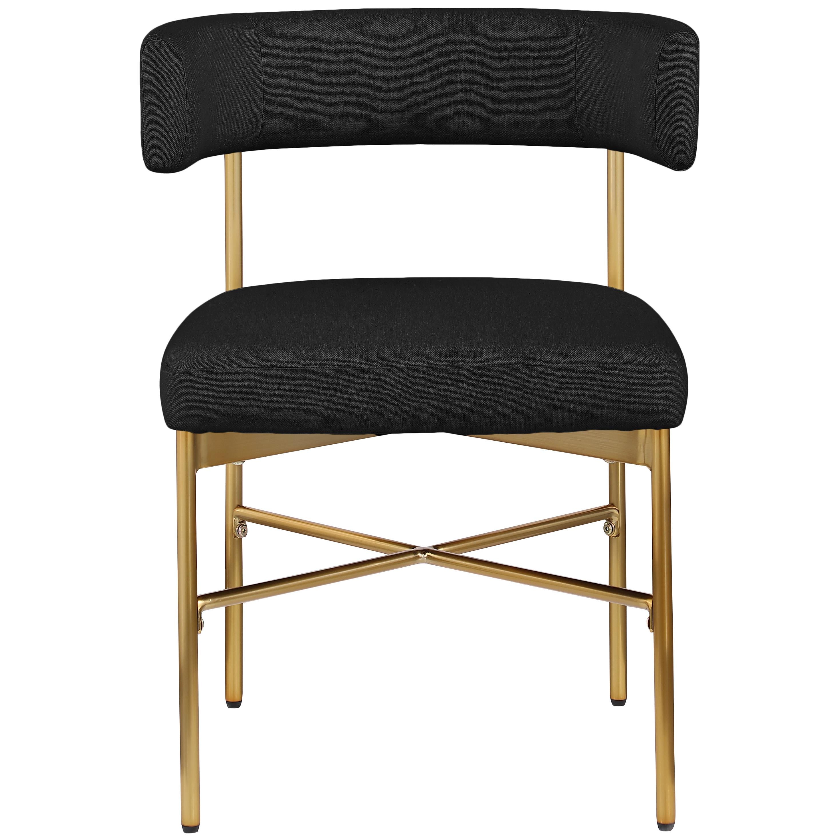 Meridian Rivage Black Durable Linen Textured Fabric Dining Chair