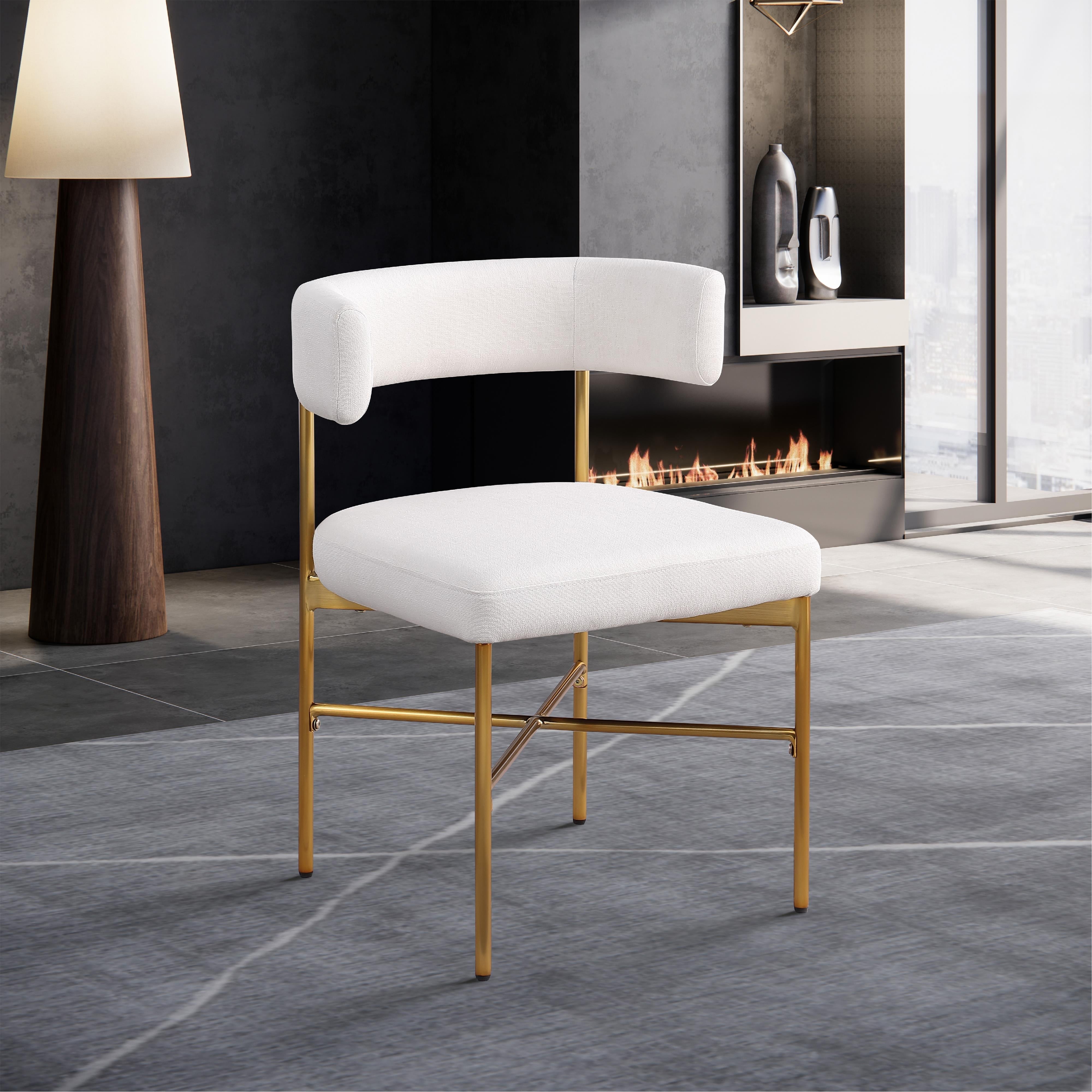 Meridian Rivage Cream Durable Linen Textured Fabric Dining Chair