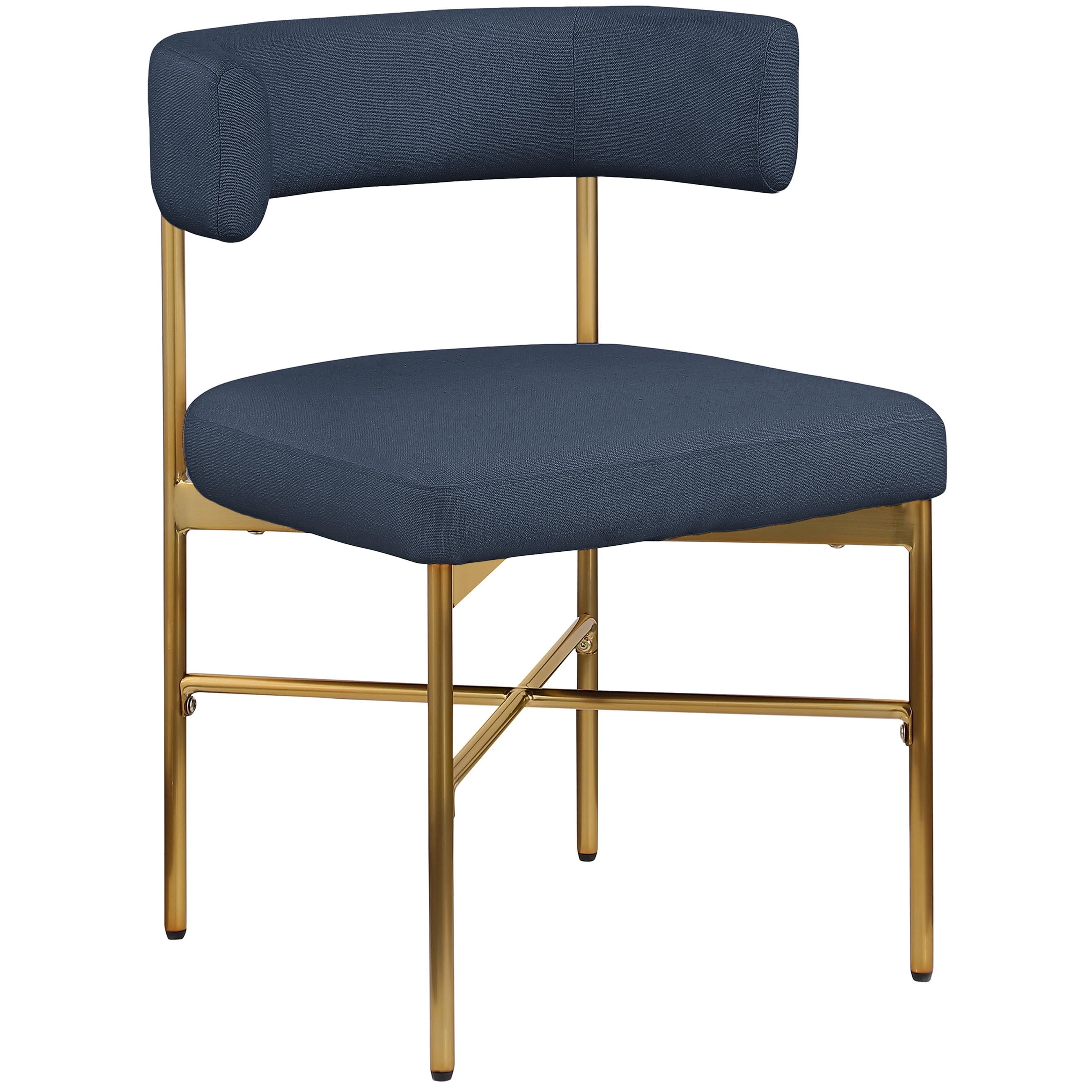 Meridian Rivage Deep Navy Durable Linen Textured Fabric Dining Chair