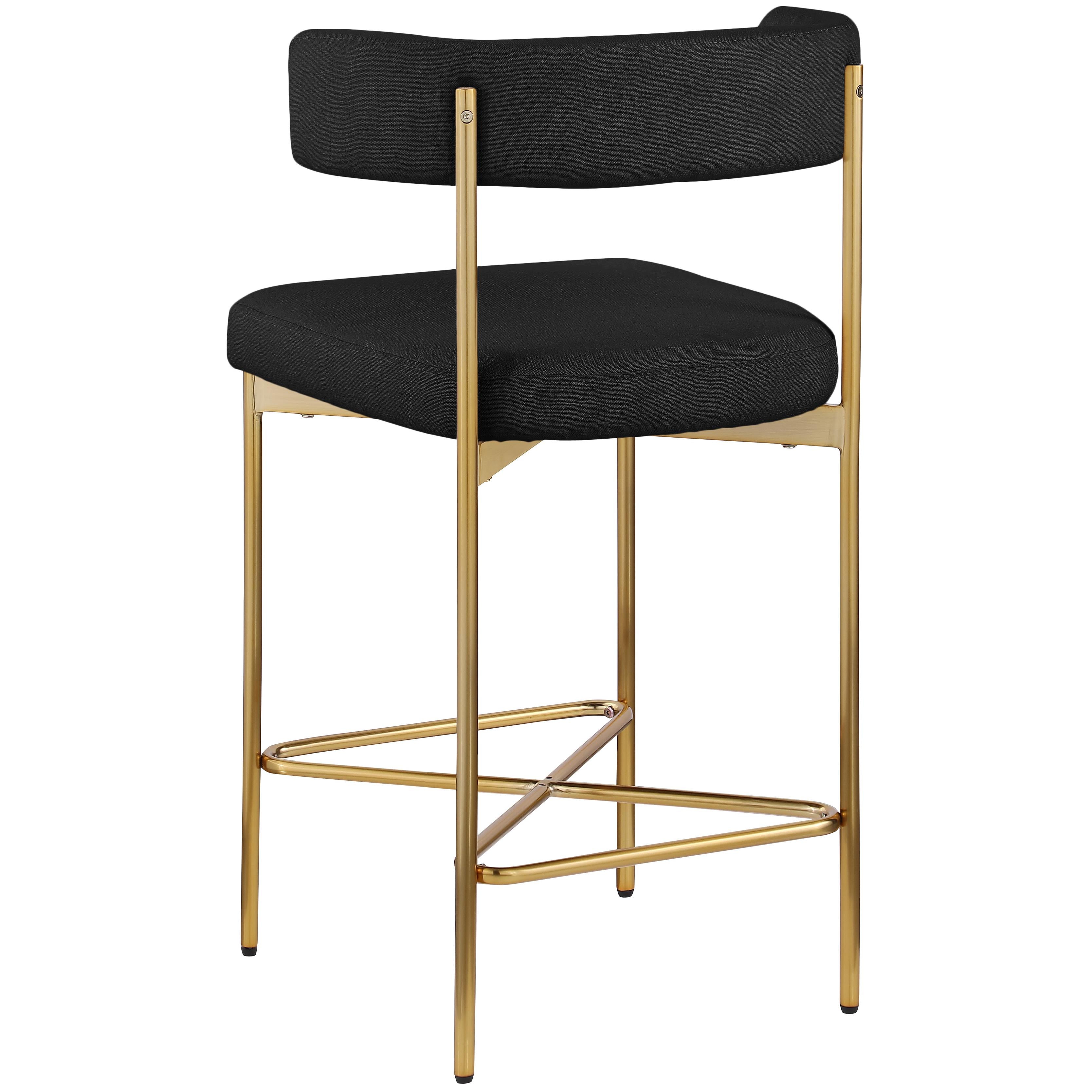 Meridian Rivage Black Durable Linen Textured Fabric Stool