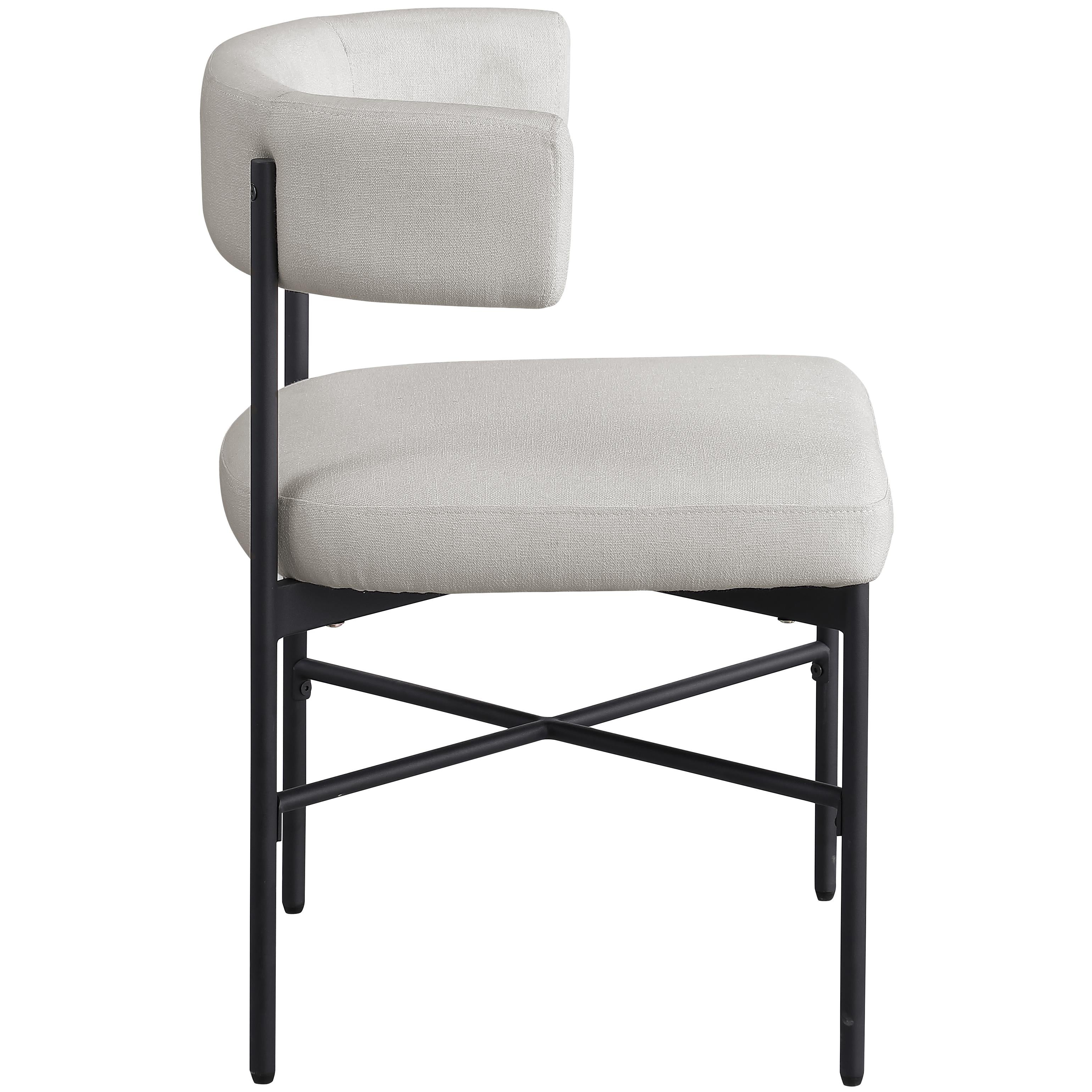 Meridian Rivage Beige Durable Linen Textured Fabric Dining Chair