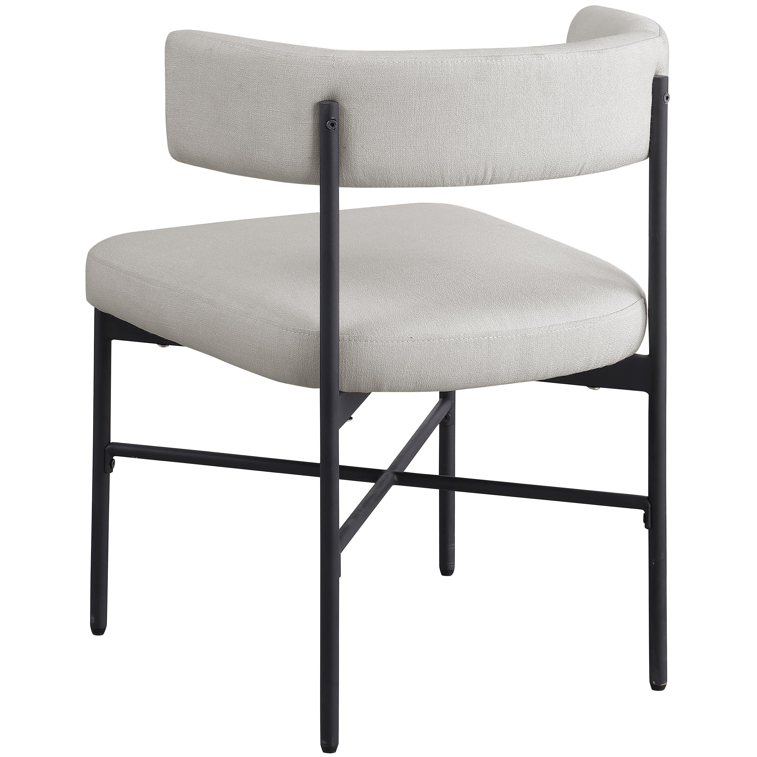 Meridian Rivage Beige Durable Linen Textured Fabric Dining Chair