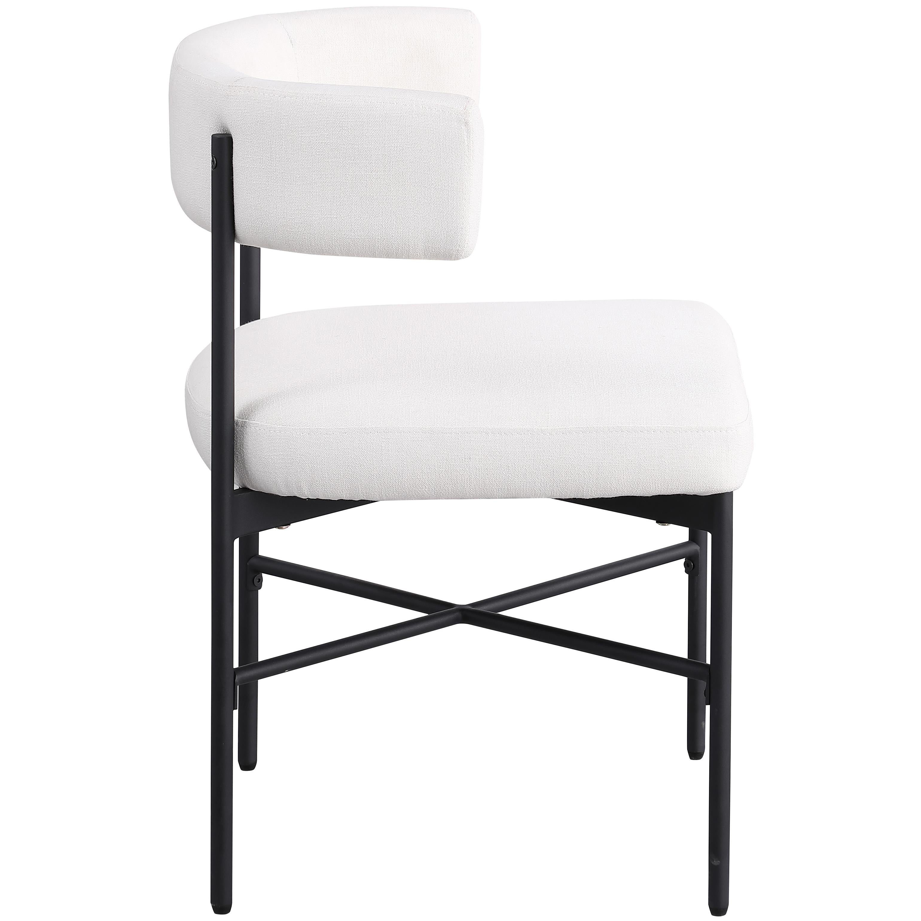 Meridian Rivage Cream Durable Linen Textured Fabric Dining Chair