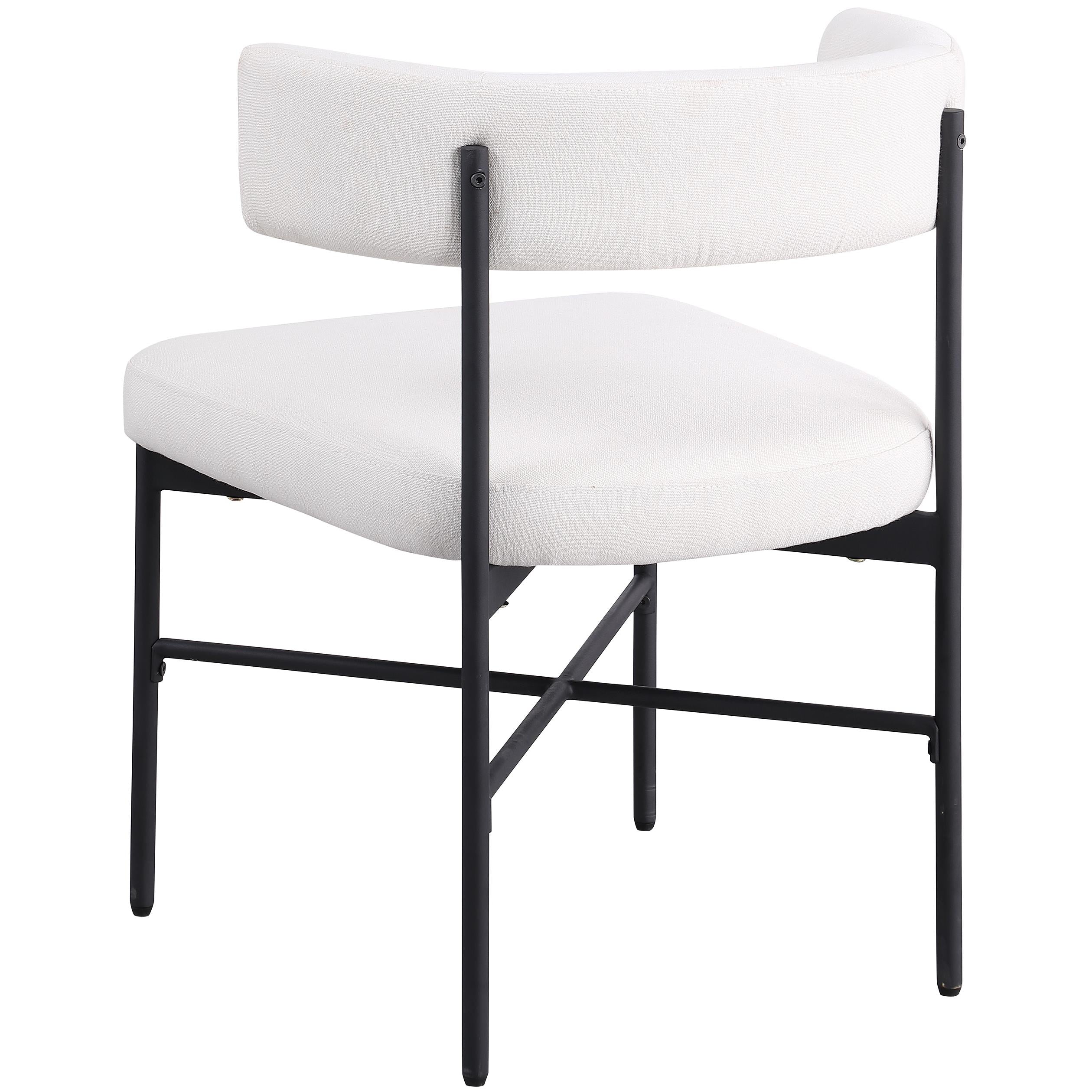 Meridian Rivage Cream Durable Linen Textured Fabric Dining Chair