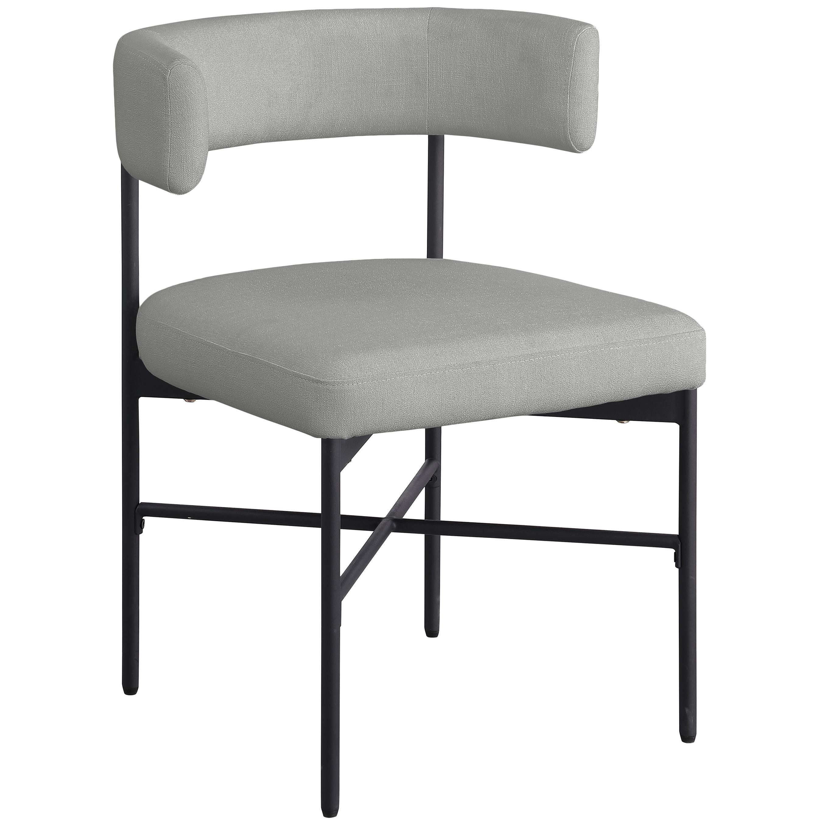 Meridian Rivage Light Grey Durable Linen Textured Fabric Dining Chair