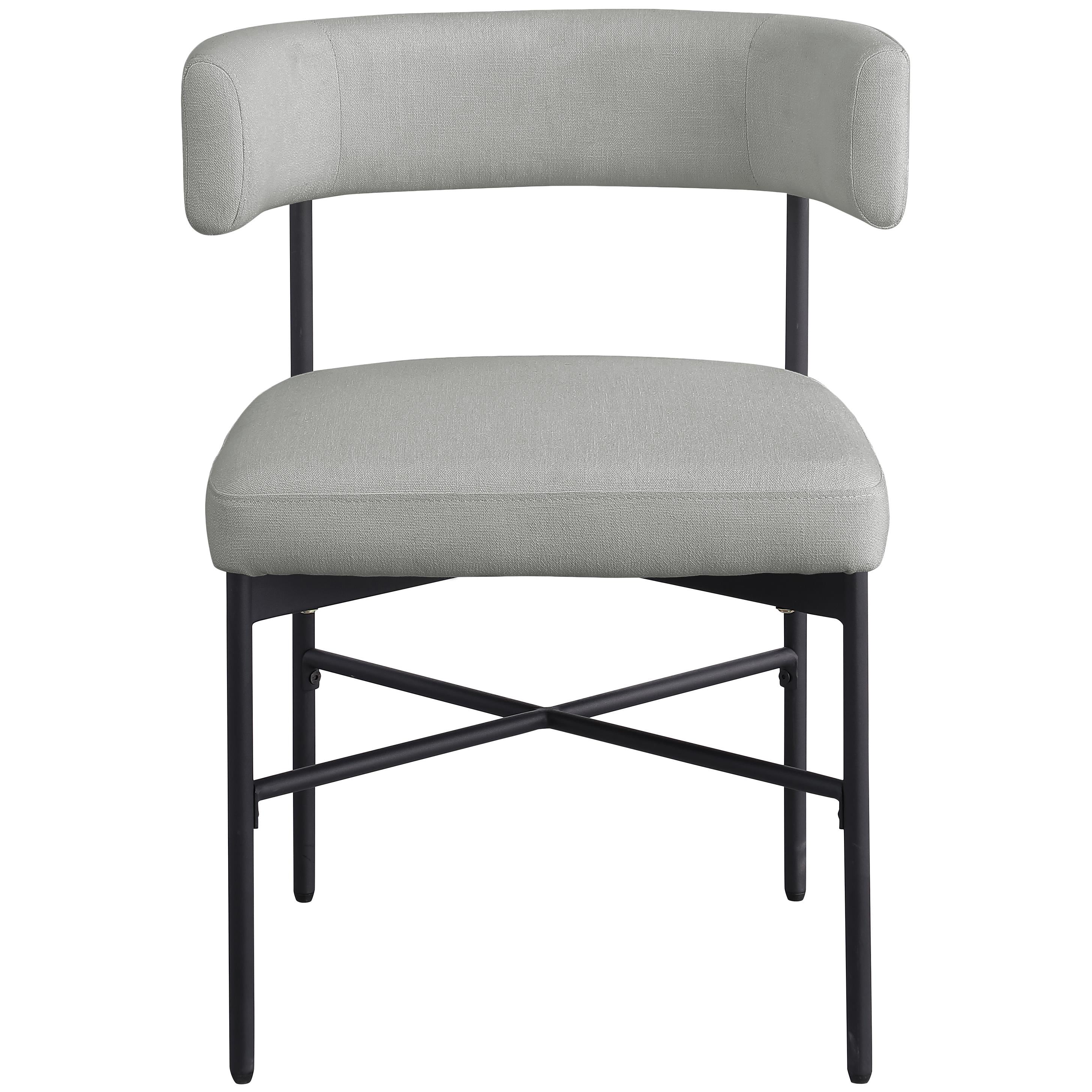Meridian Rivage Light Grey Durable Linen Textured Fabric Dining Chair