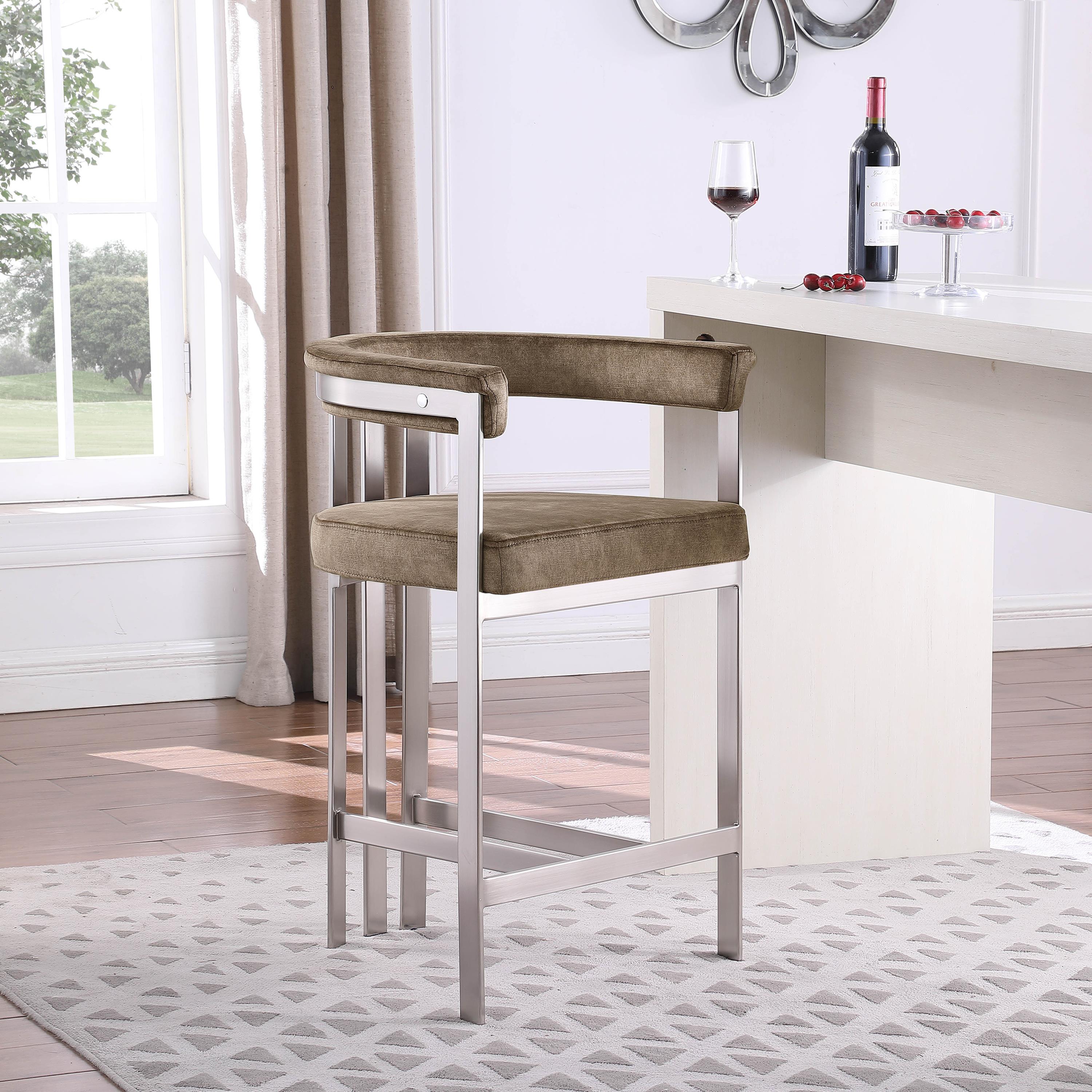 Meridian Marcello Brown Velvet Counter Stool