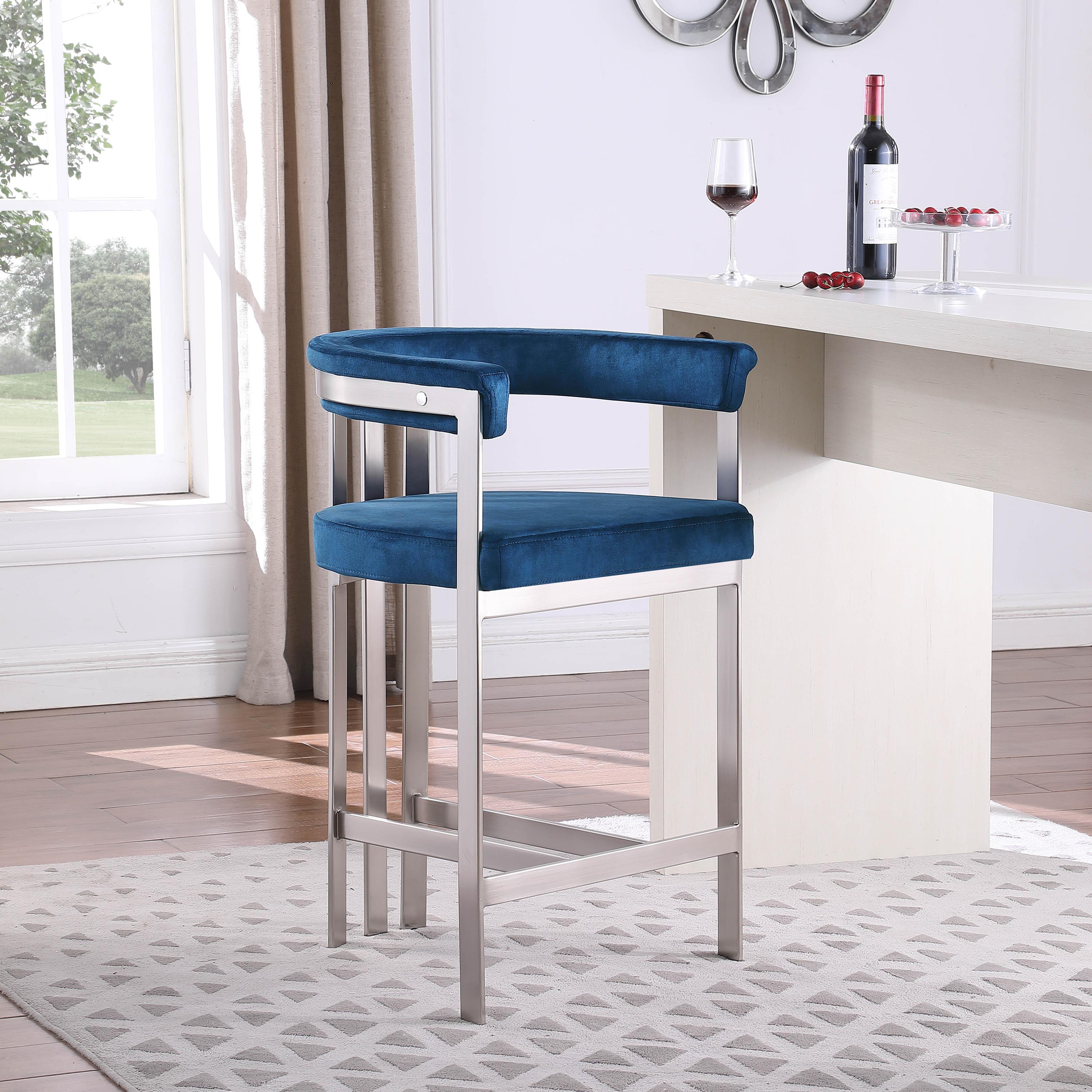 Meridian Marcello Navy Velvet Counter Stool