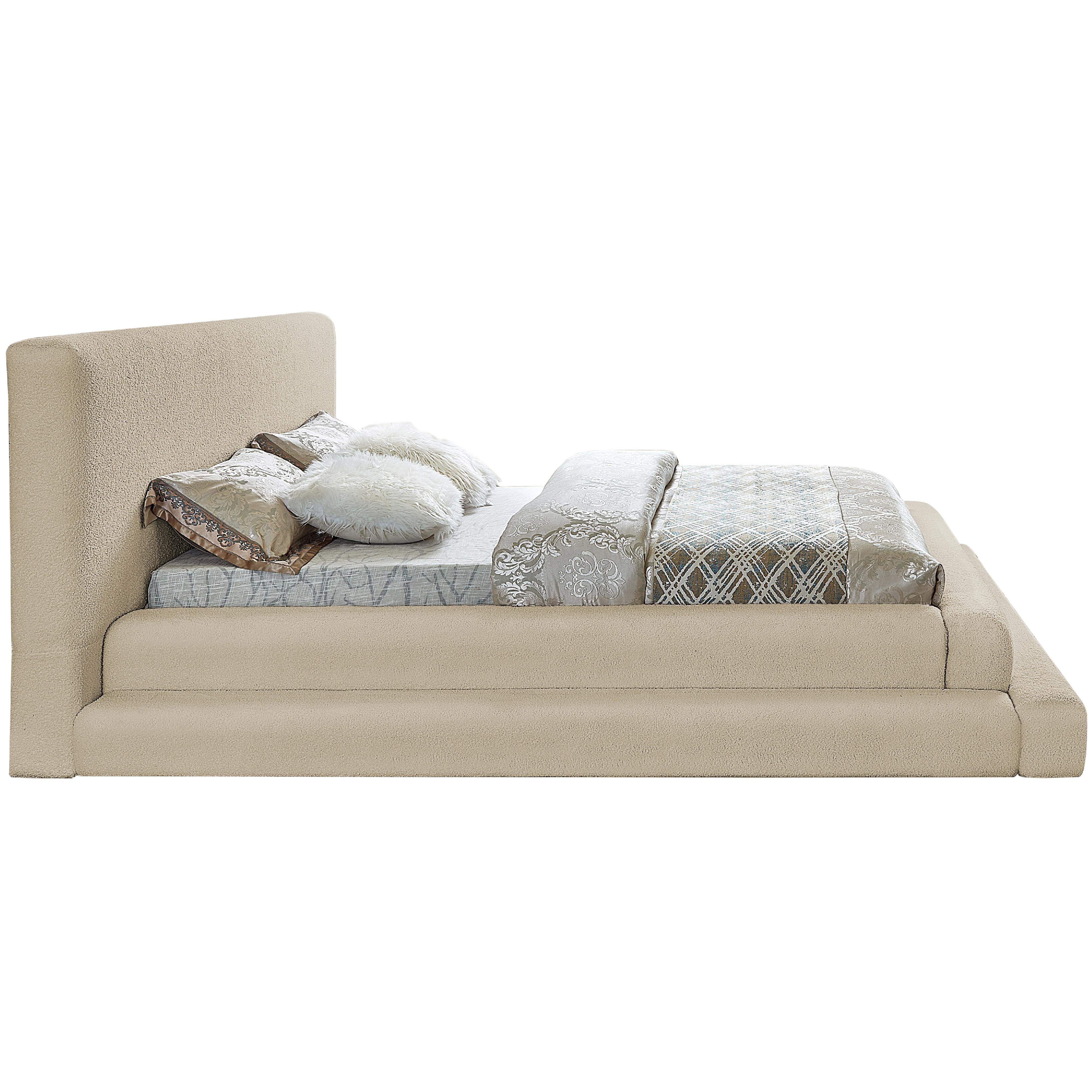 Meridian Dane Beige Teddy Fabric King Bed (3 Boxes)