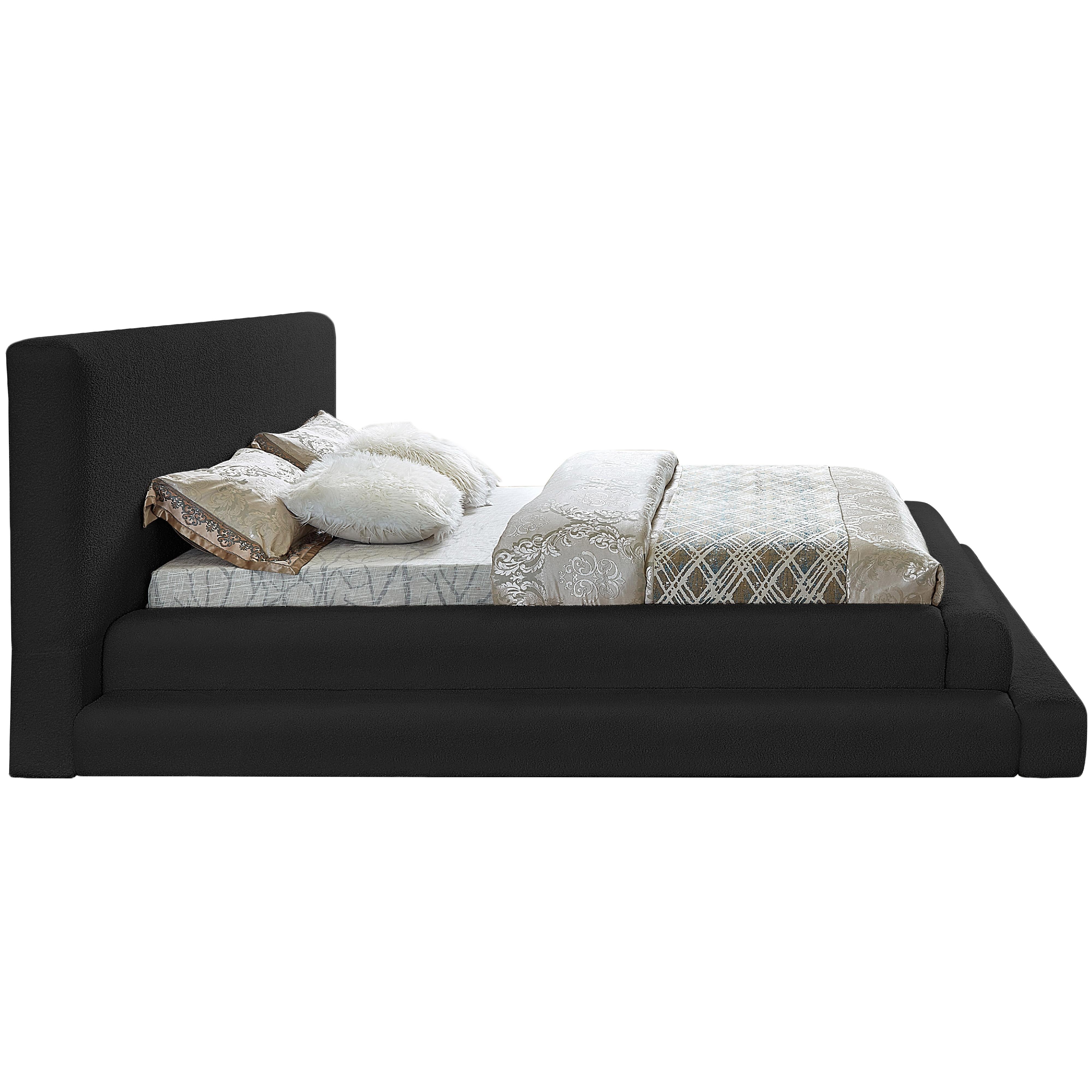 Meridian Dane Black Teddy Fabric King Bed (3 Boxes)