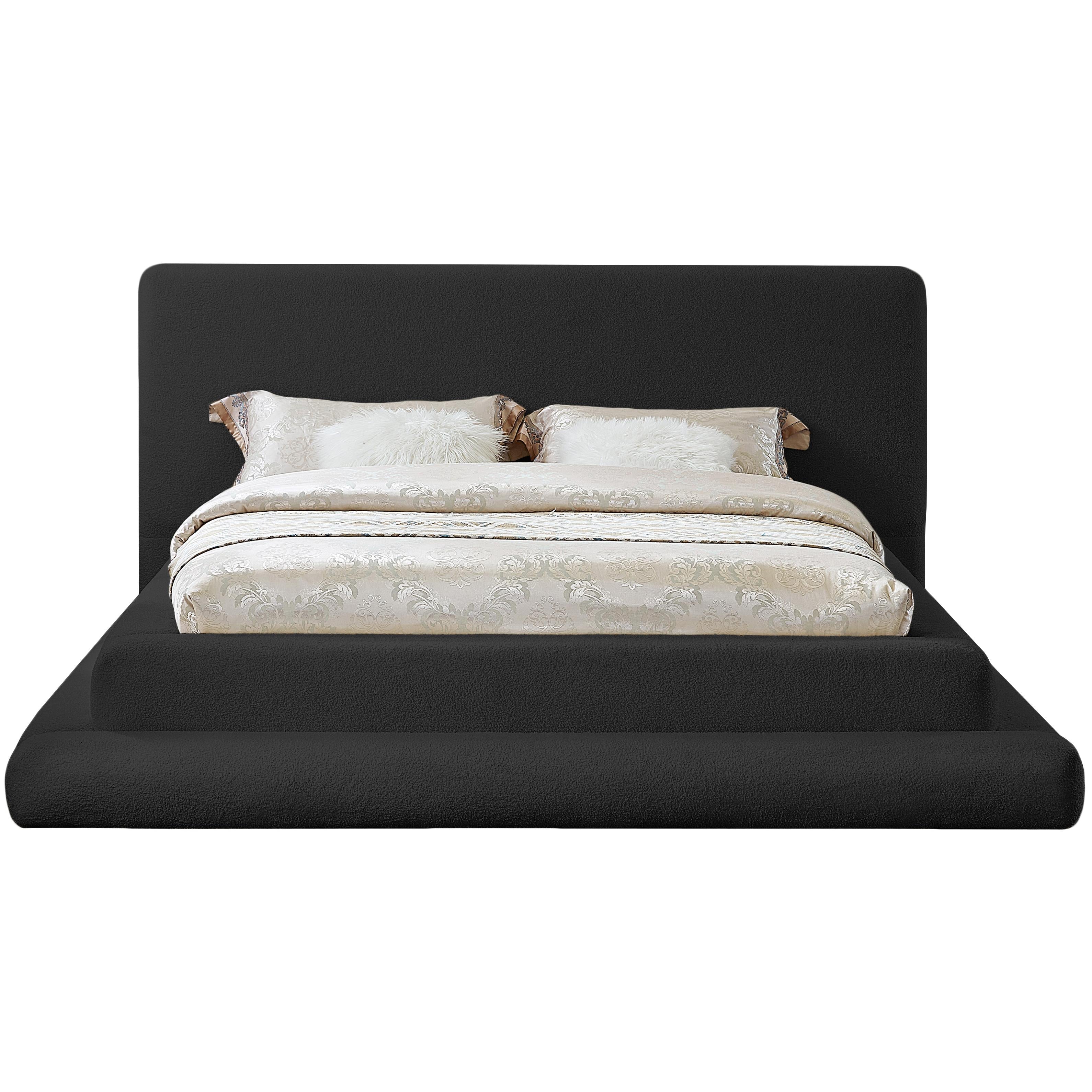 Meridian Dane Black Teddy Fabric Queen Bed (3 Boxes)