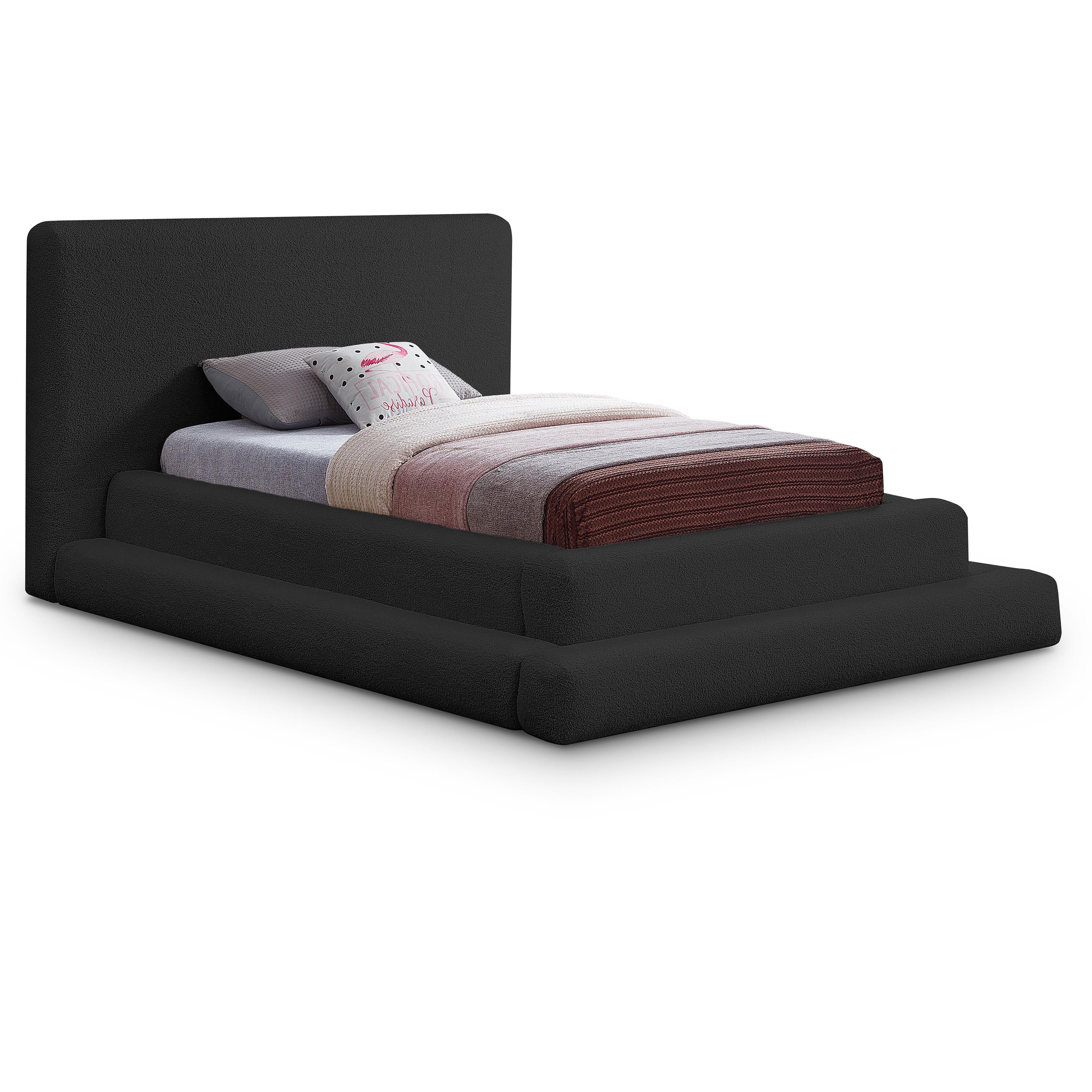 Meridian Dane Black Teddy Fabric Twin Bed (3 Boxes)