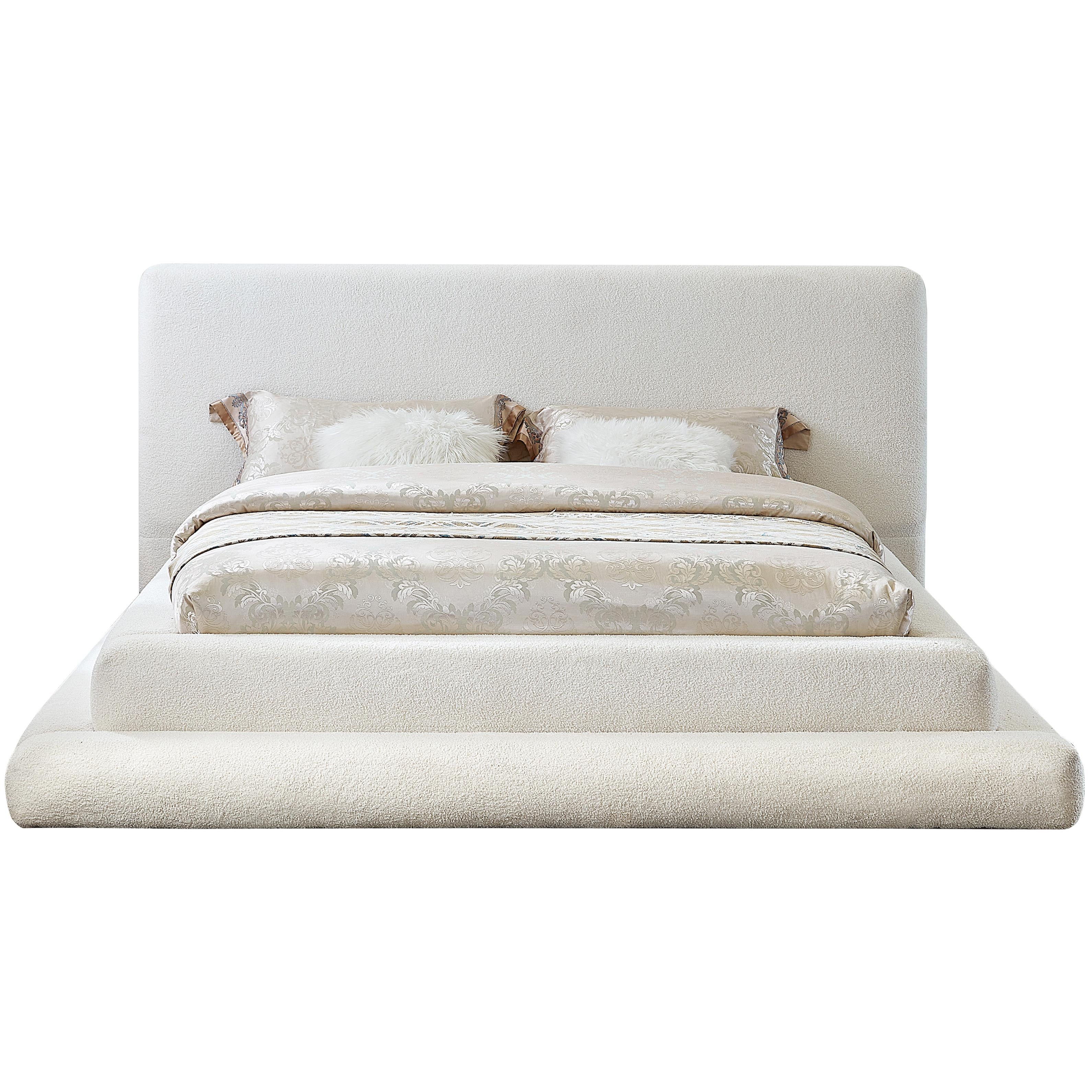Meridian Dane Cream Teddy Fabric King Bed (3 Boxes)