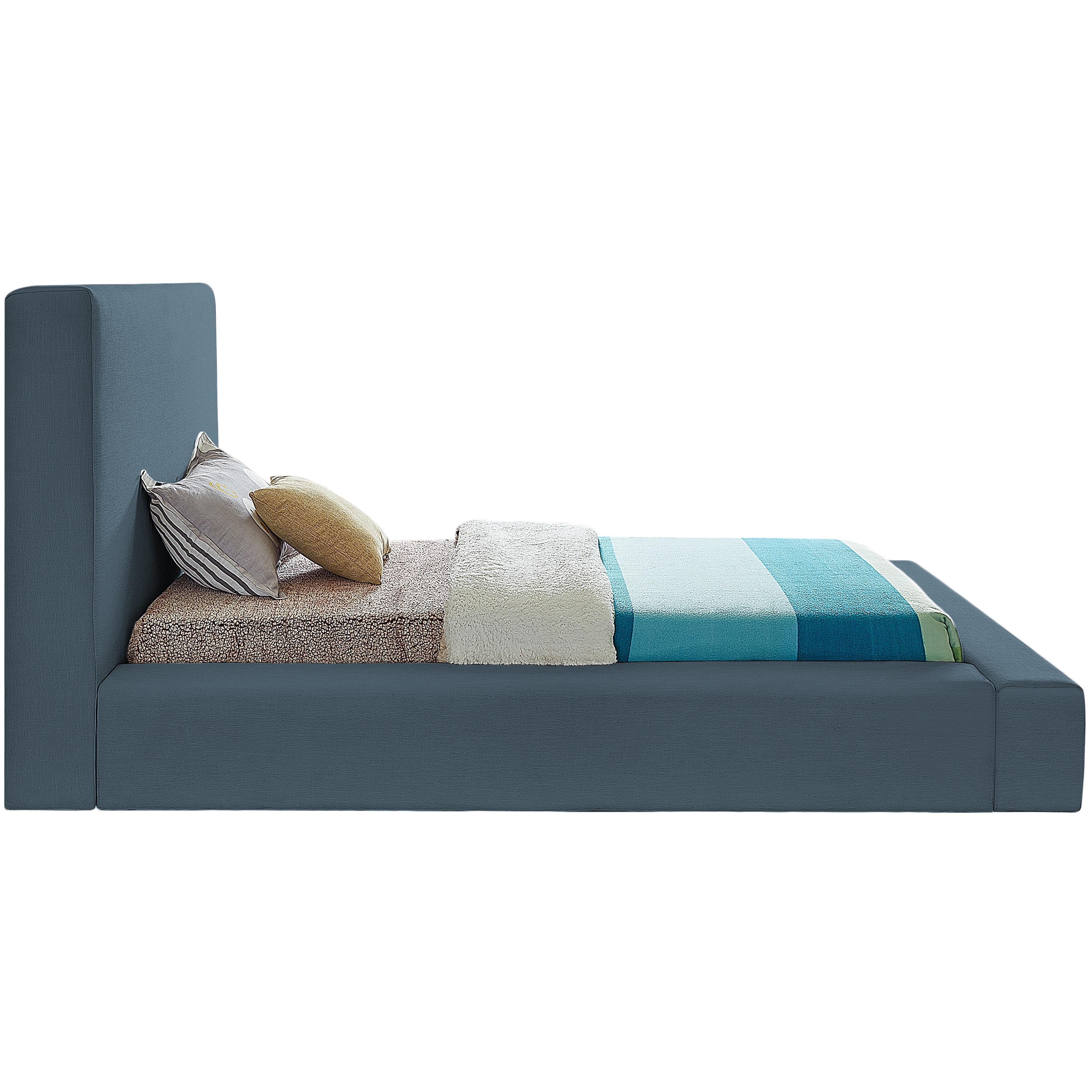 Meridian Devin Navy Linen Textured Fabric Twin Bed