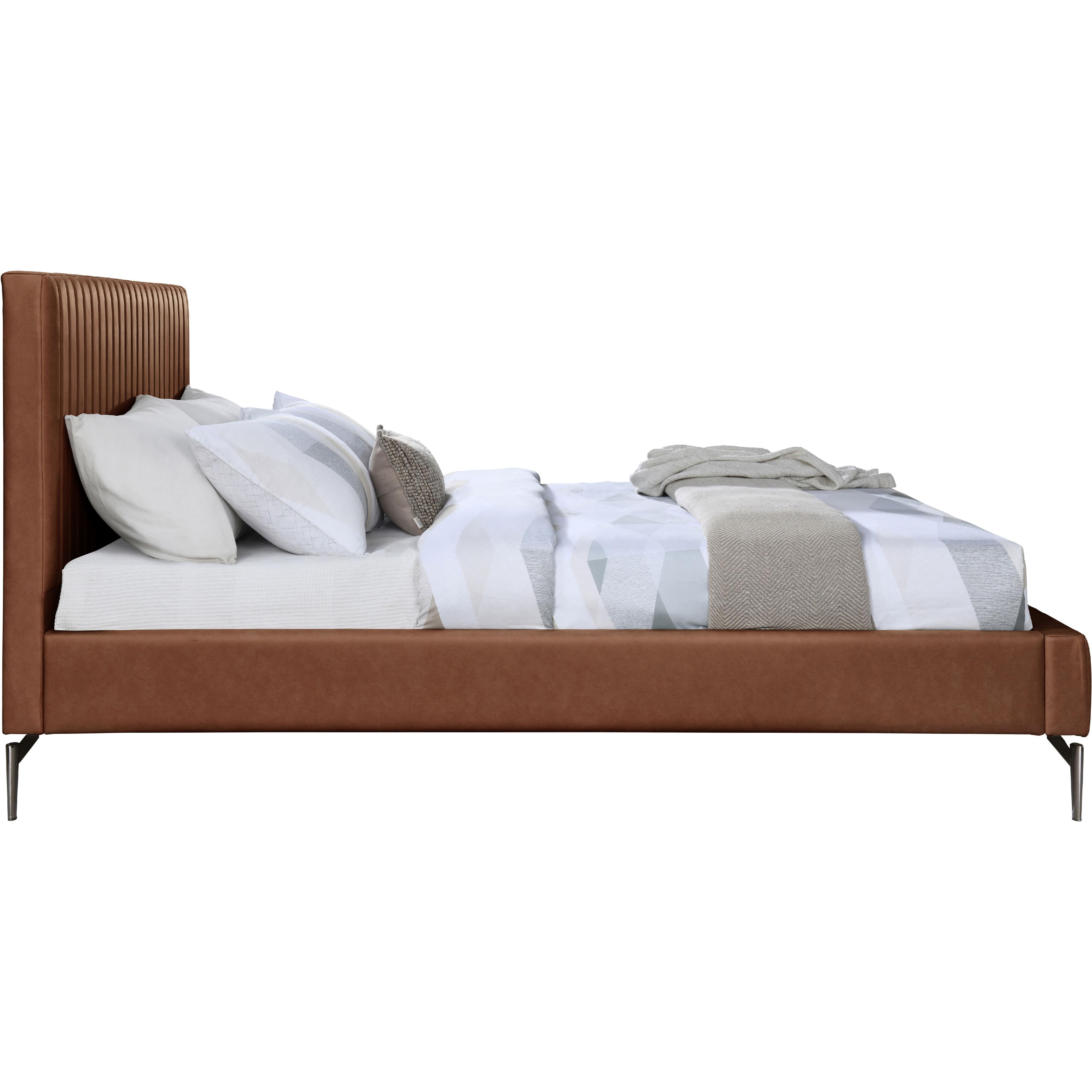 Meridian Gallo Cognac Vegan Leather King Bed