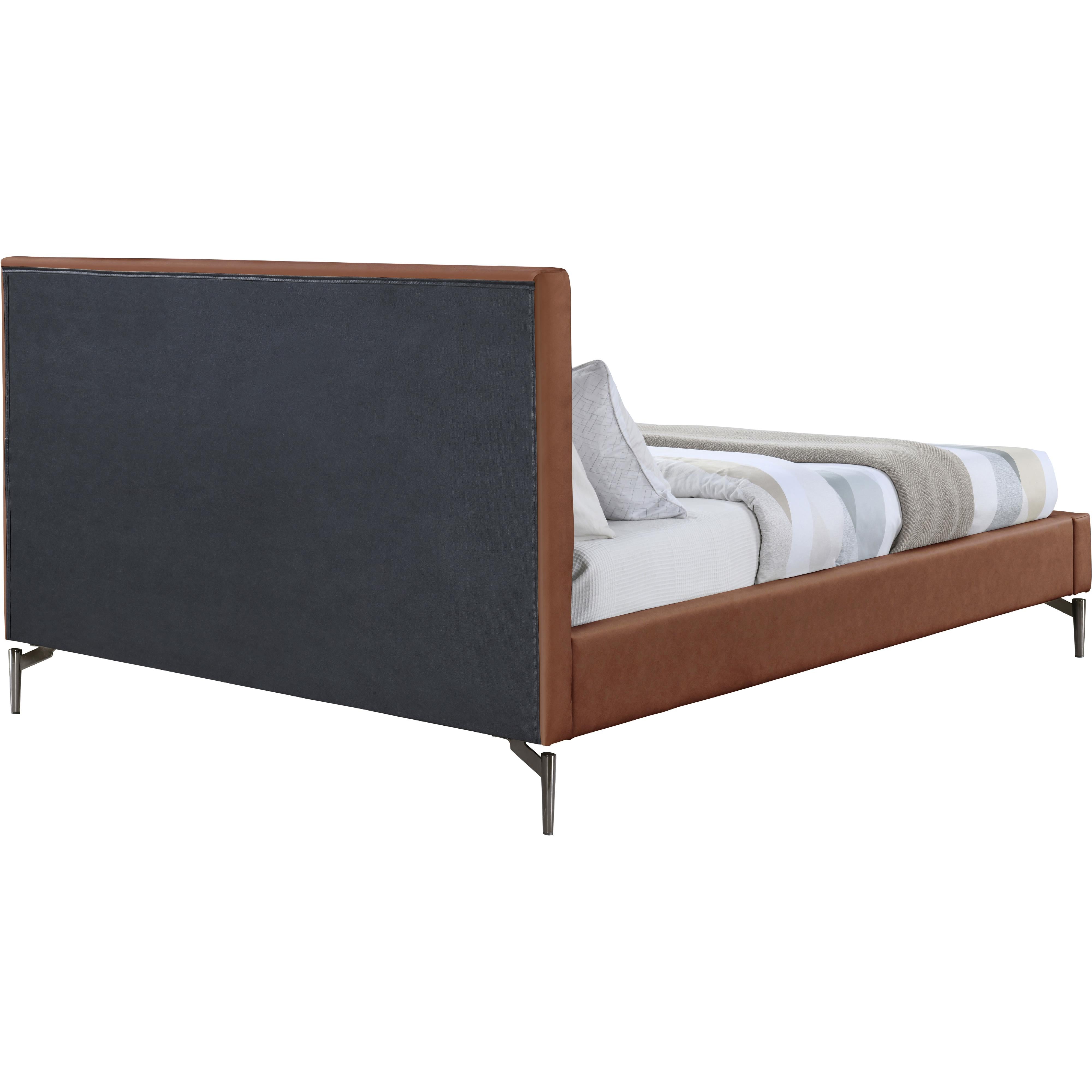 Meridian Gallo Cognac Vegan Leather Queen Bed