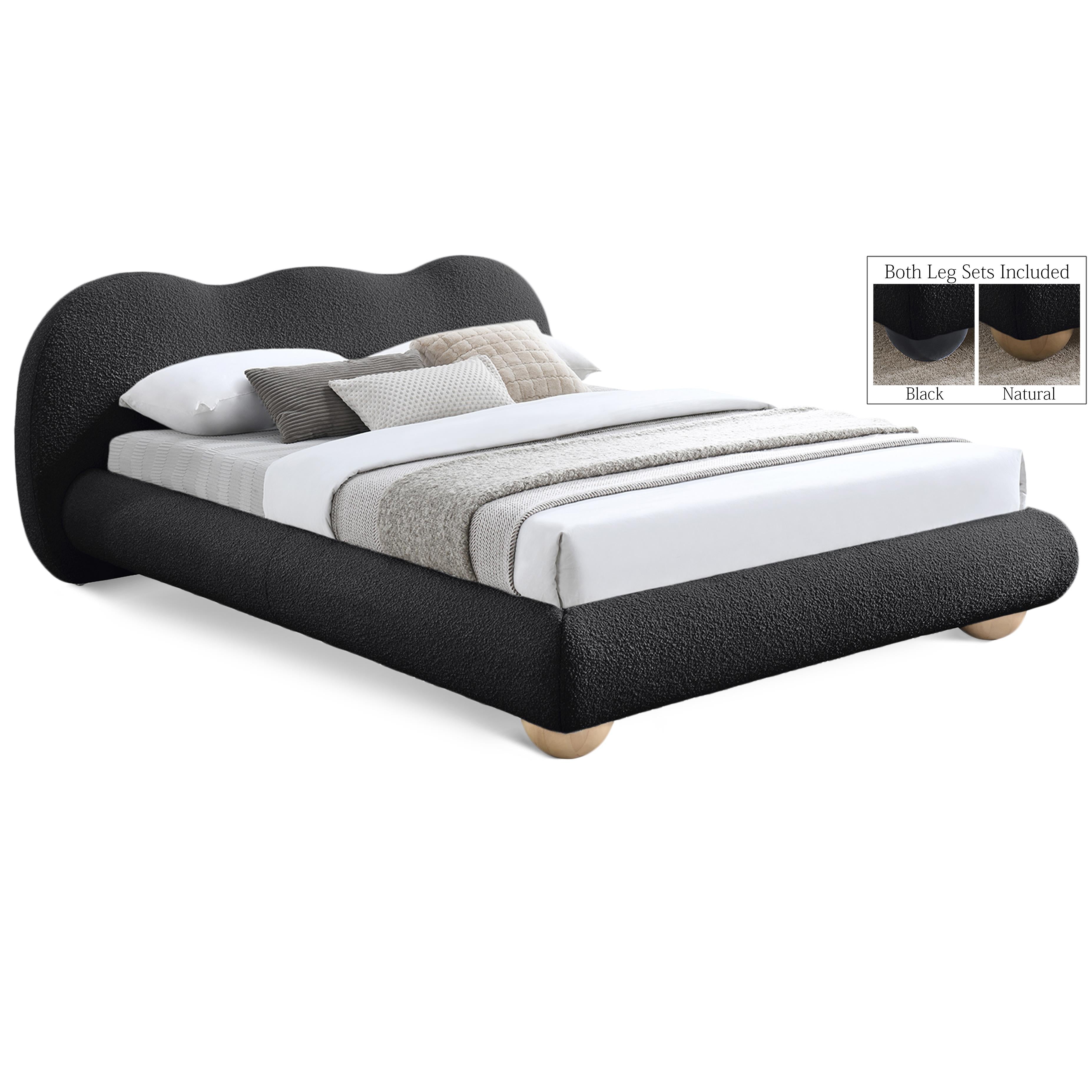 Meridian Hyde Black Boucle Fabric King Bed (3 Boxes)