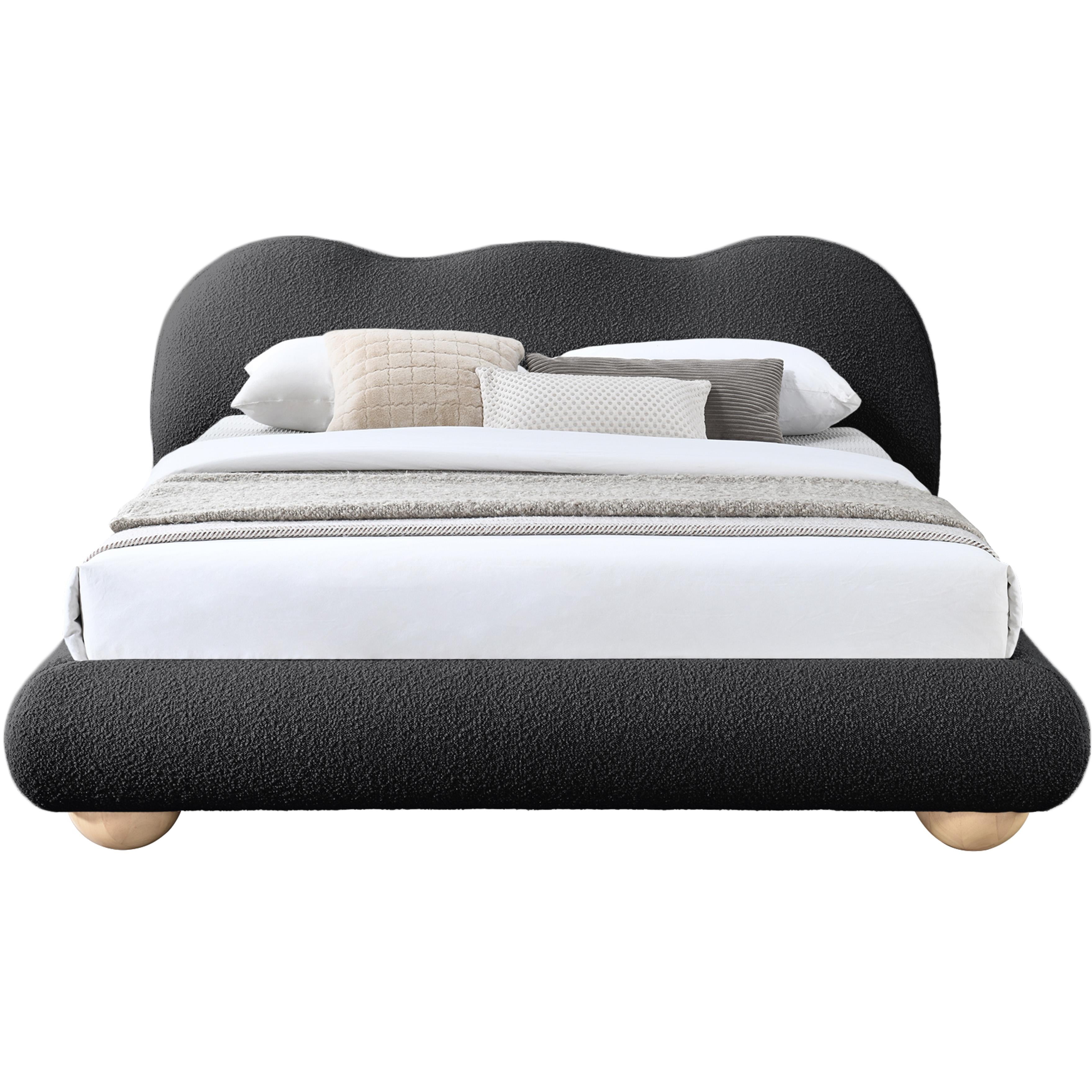 Meridian Hyde Black Boucle Fabric King Bed (3 Boxes)