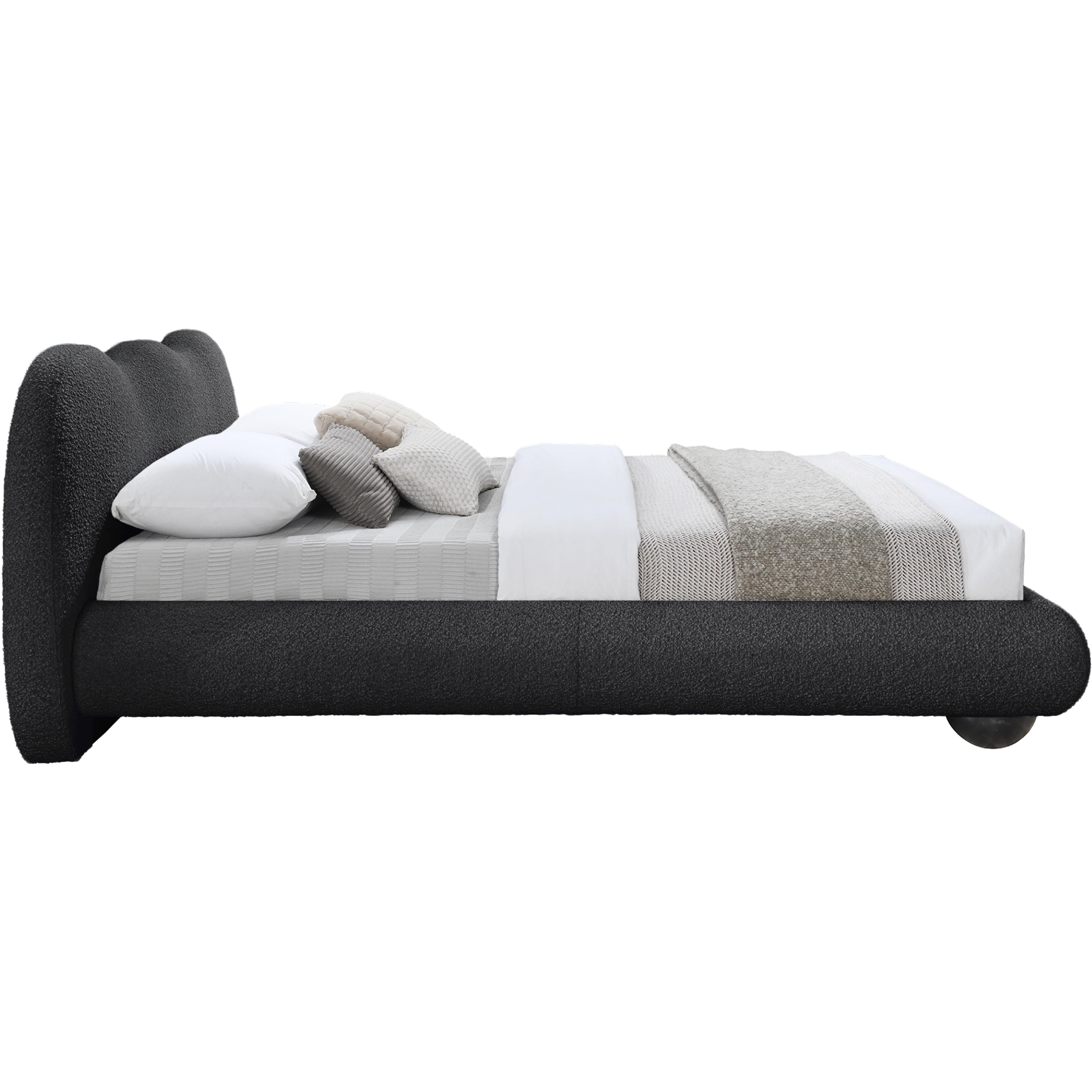 Meridian Hyde Black Boucle Fabric King Bed (3 Boxes)