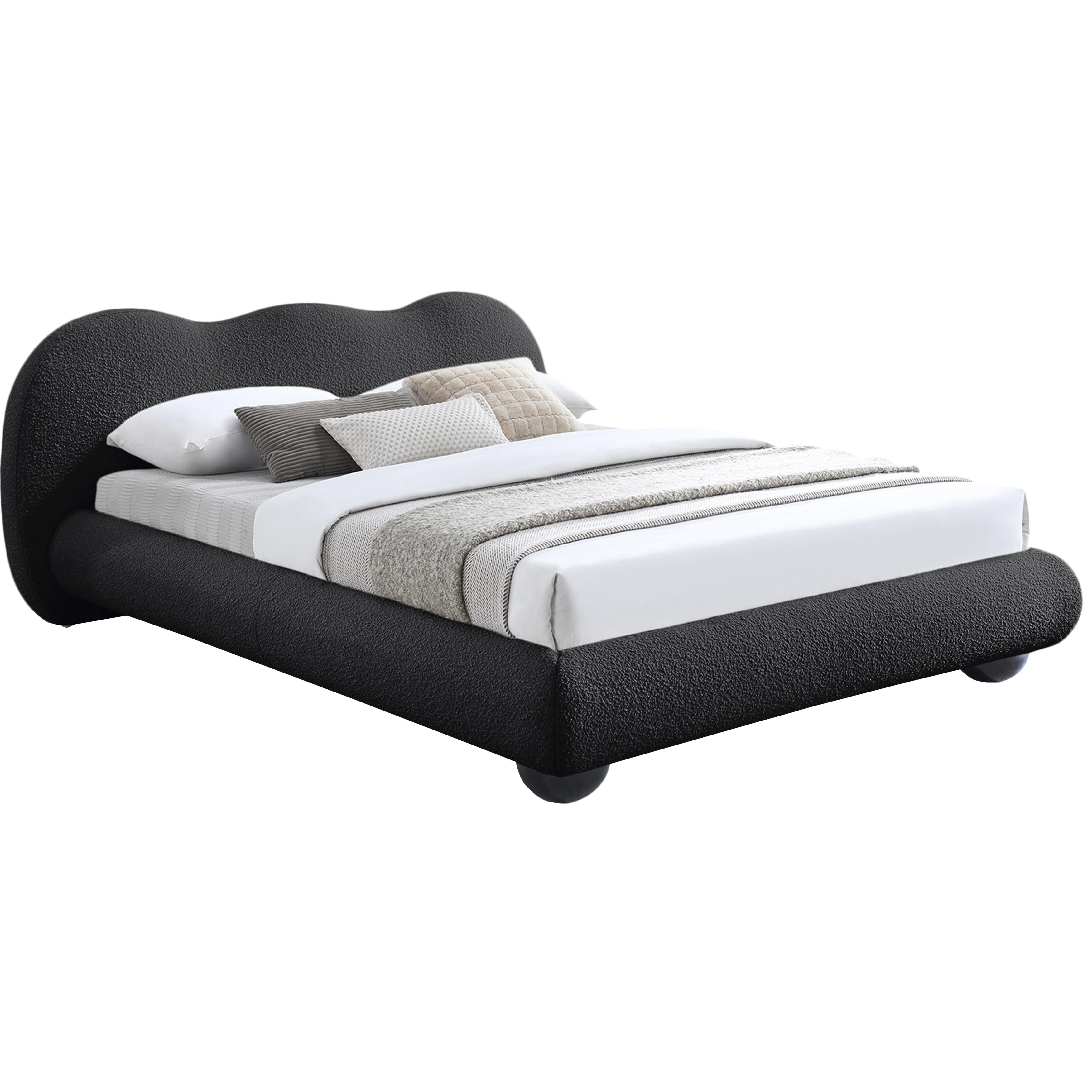 Meridian Hyde Black Boucle Fabric Queen Bed (3 Boxes)