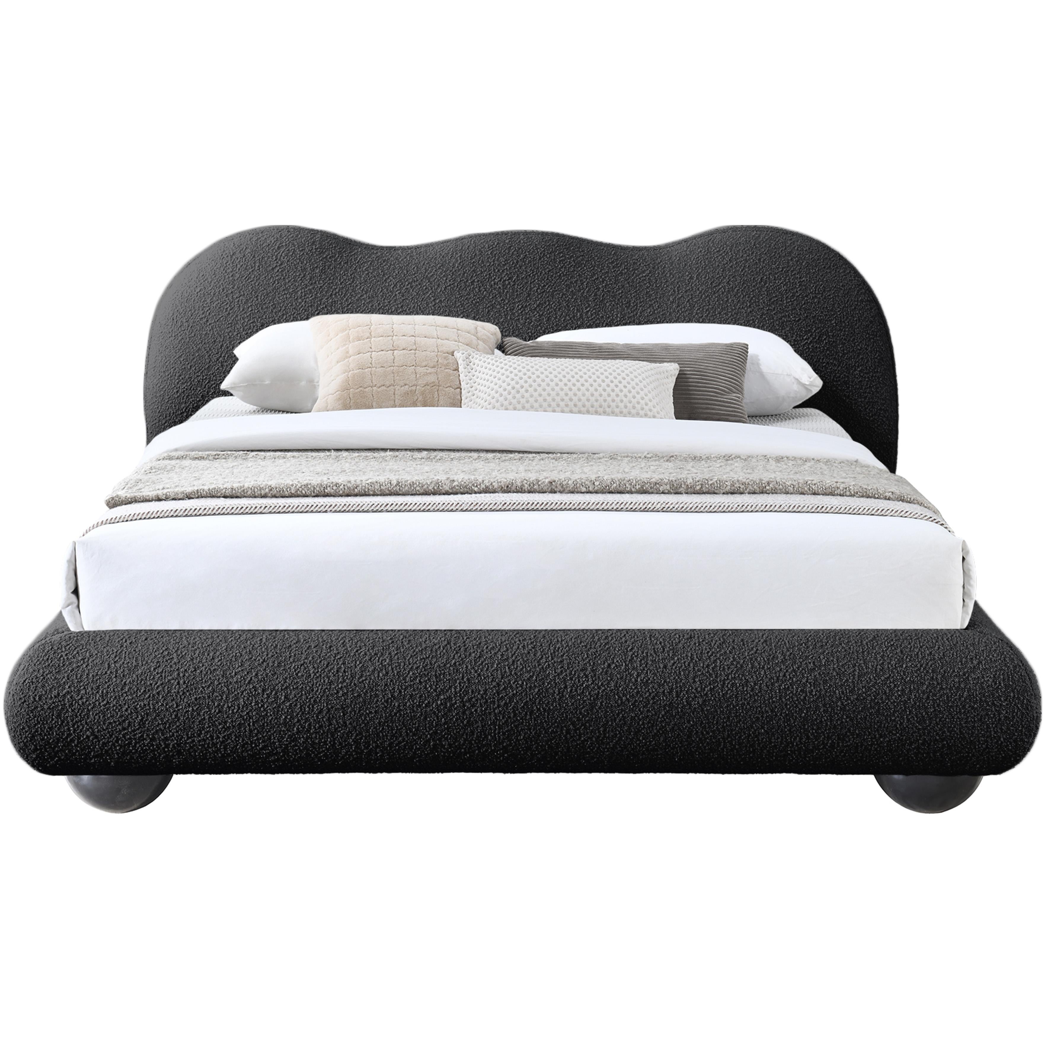 Meridian Hyde Black Boucle Fabric Queen Bed (3 Boxes)