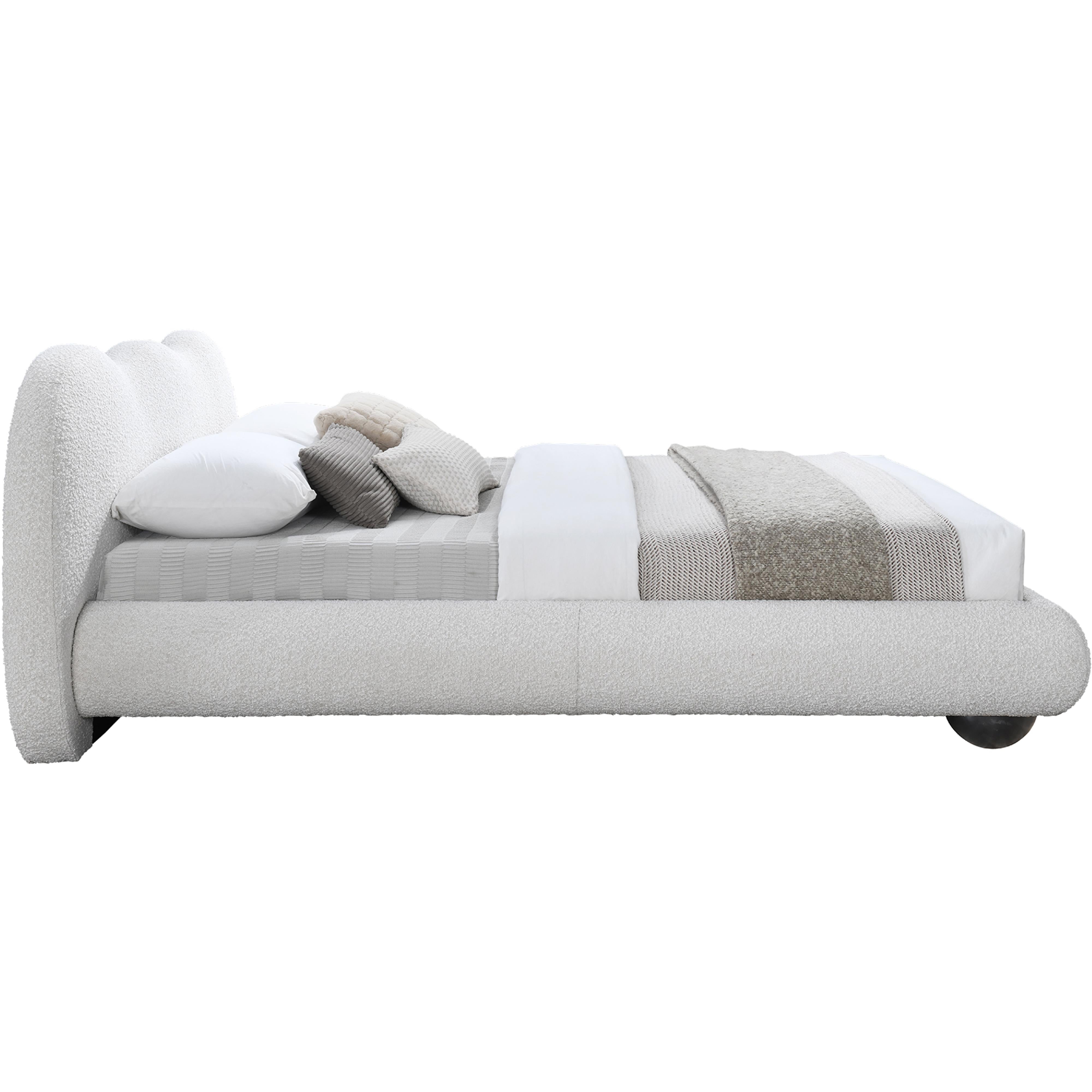 Meridian Hyde Cream Boucle Fabric King Bed (3 Boxes)