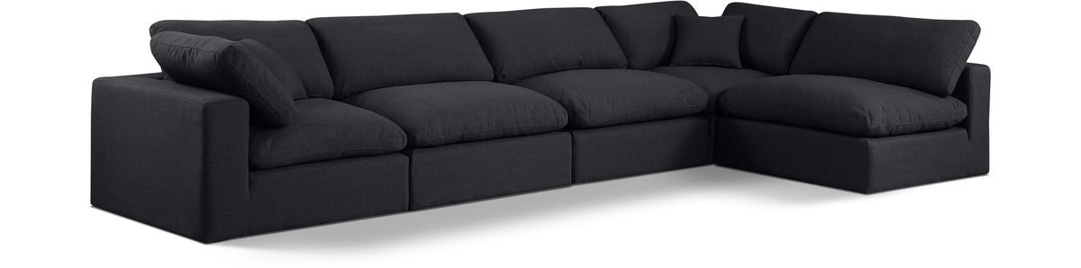 Comfy Linen Modular Sectional — 5-Piece Sectional — Black