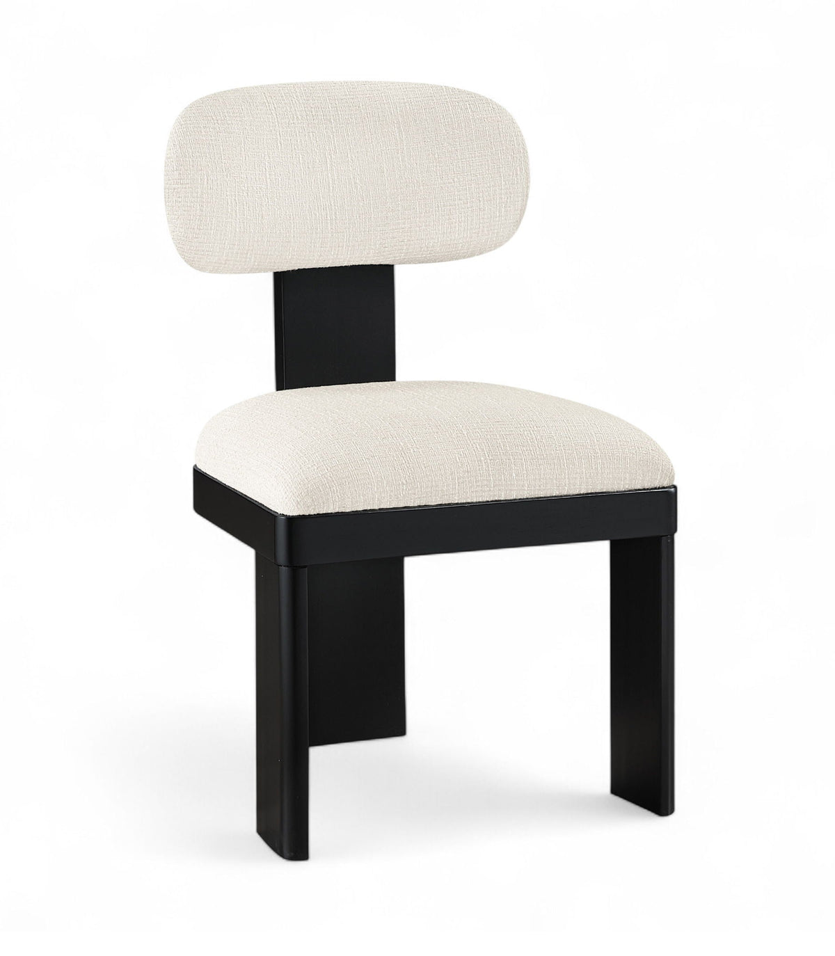 Timbra - Linen Textured Fabric Upholstered Dining Chair (Set of 2) with Black Base